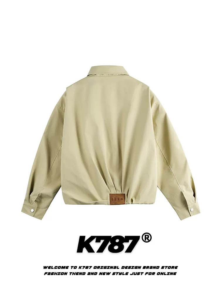 K787 Áo khoác cổ điển kiểu Mỹ cleanfit đơn giản có ve áo unisex hợp thời trang thương hiệu dáng rộng đa năng áo khoác ngắn kiểu công sở