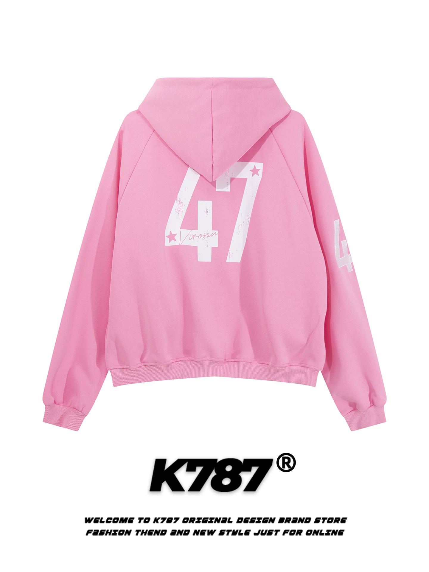 K787 Áo hoodie thêu kỹ thuật số phong cách đường phố Mỹ unisex dáng rộng giản dị dopamine hợp thời trang thương hiệu áo khoác ngắn mùa thu