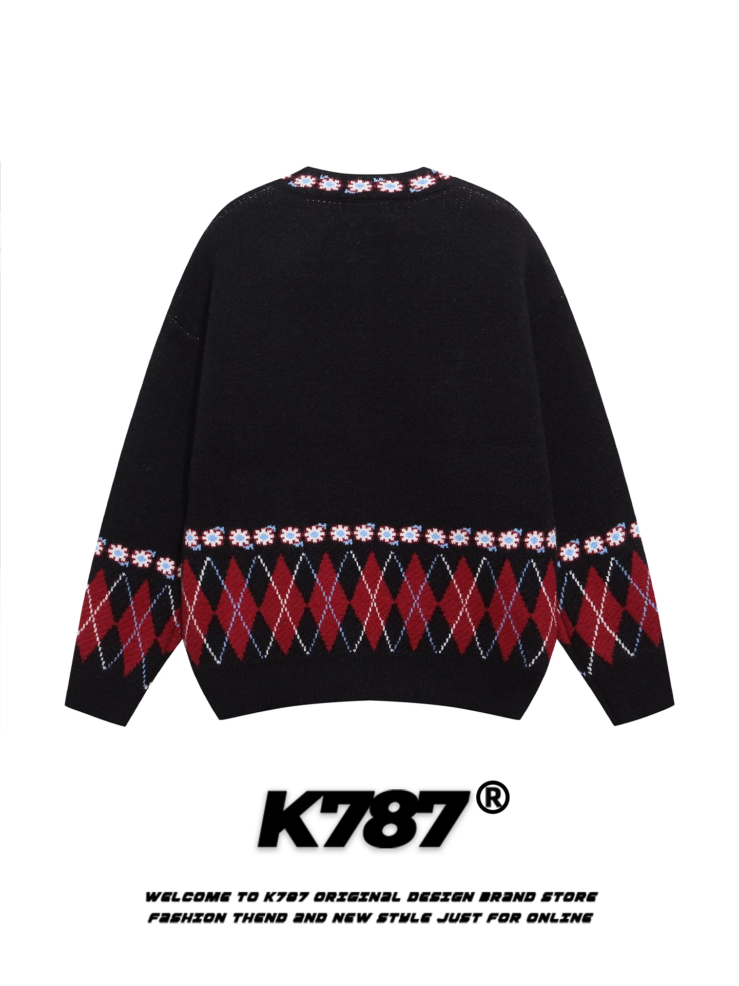Áo len cardigan cổ tròn kiểu Mỹ cổ điển K787 dành cho nam và nữ, kiểu dáng rộng rãi, thoải mái, phong cách lười biếng, chất liệu len ấm áp