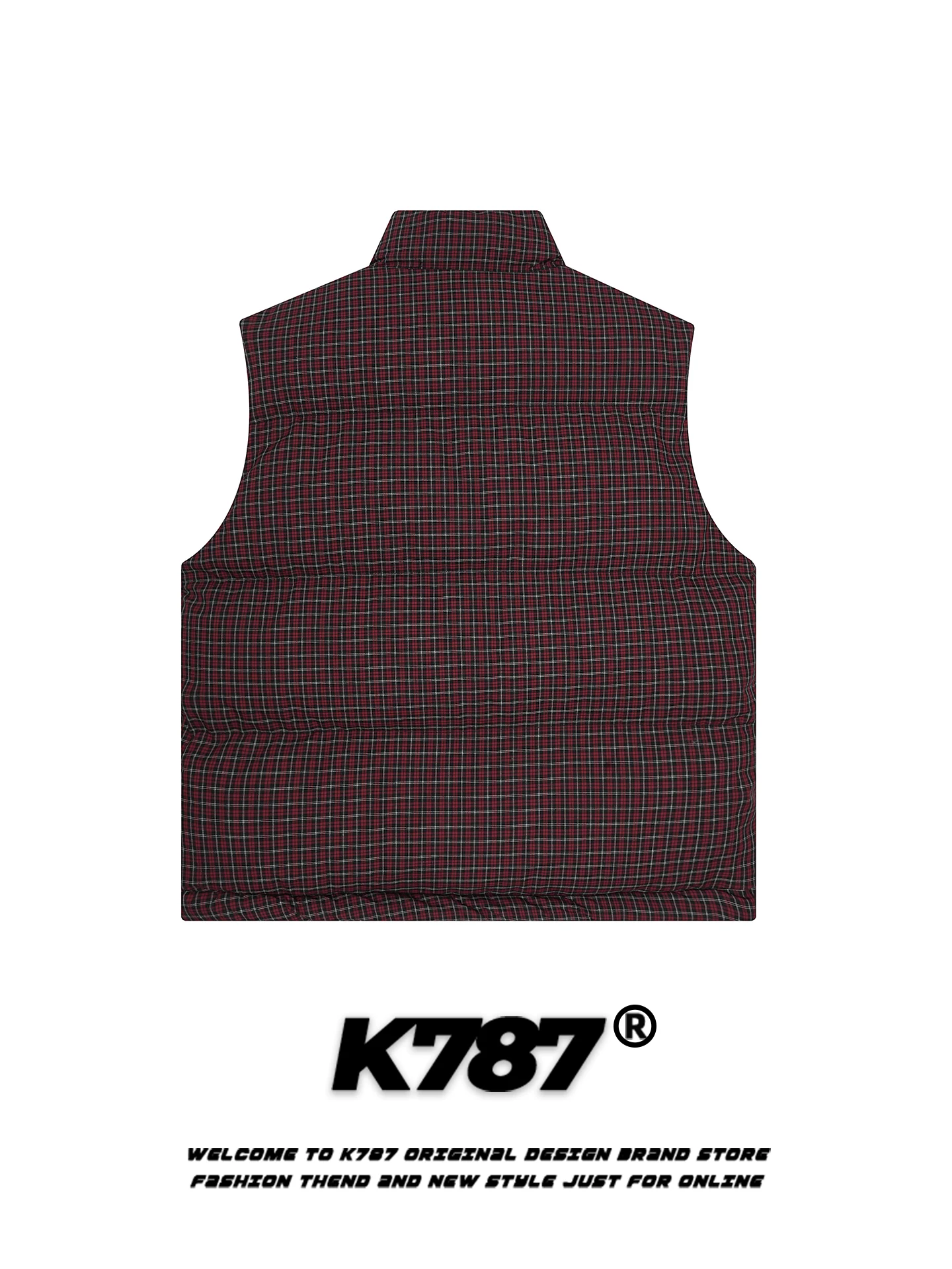 Áo gile len cừu nhiều lớp kiểu Mỹ cổ điển K787 dành cho nữ, áo gile cotton không tay kẻ caro ấm áp cho mùa đông.
