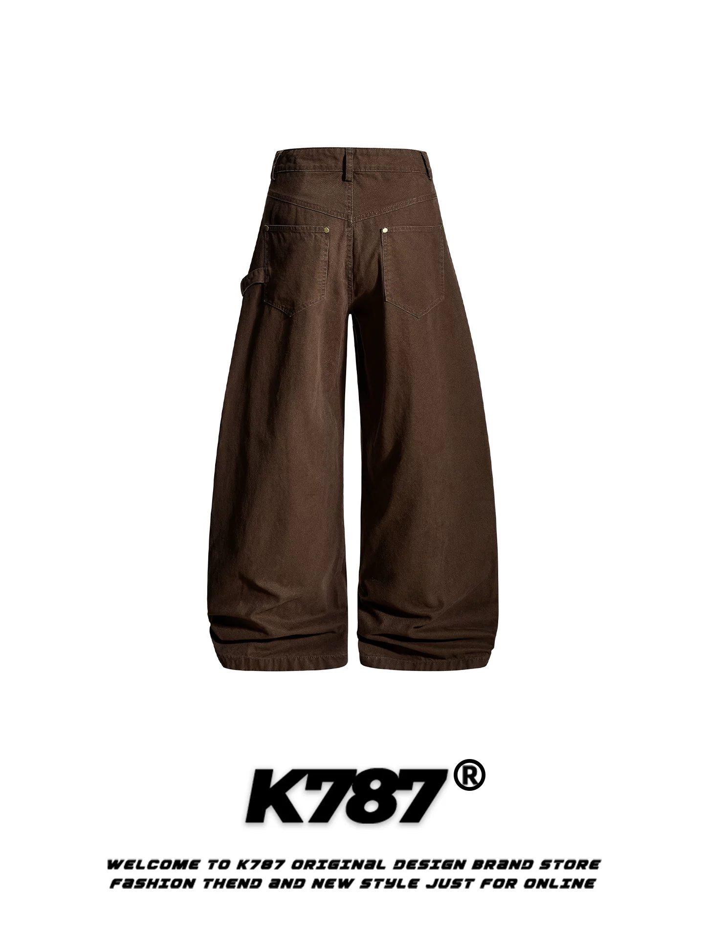 K787 Quần kiểu dáng cổ điển kiểu Mỹ dành cho nam và nữ, dáng rộng, tôn dáng, mềm mại, phong cách đường phố, rách, quần ống rộng dài đến sàn