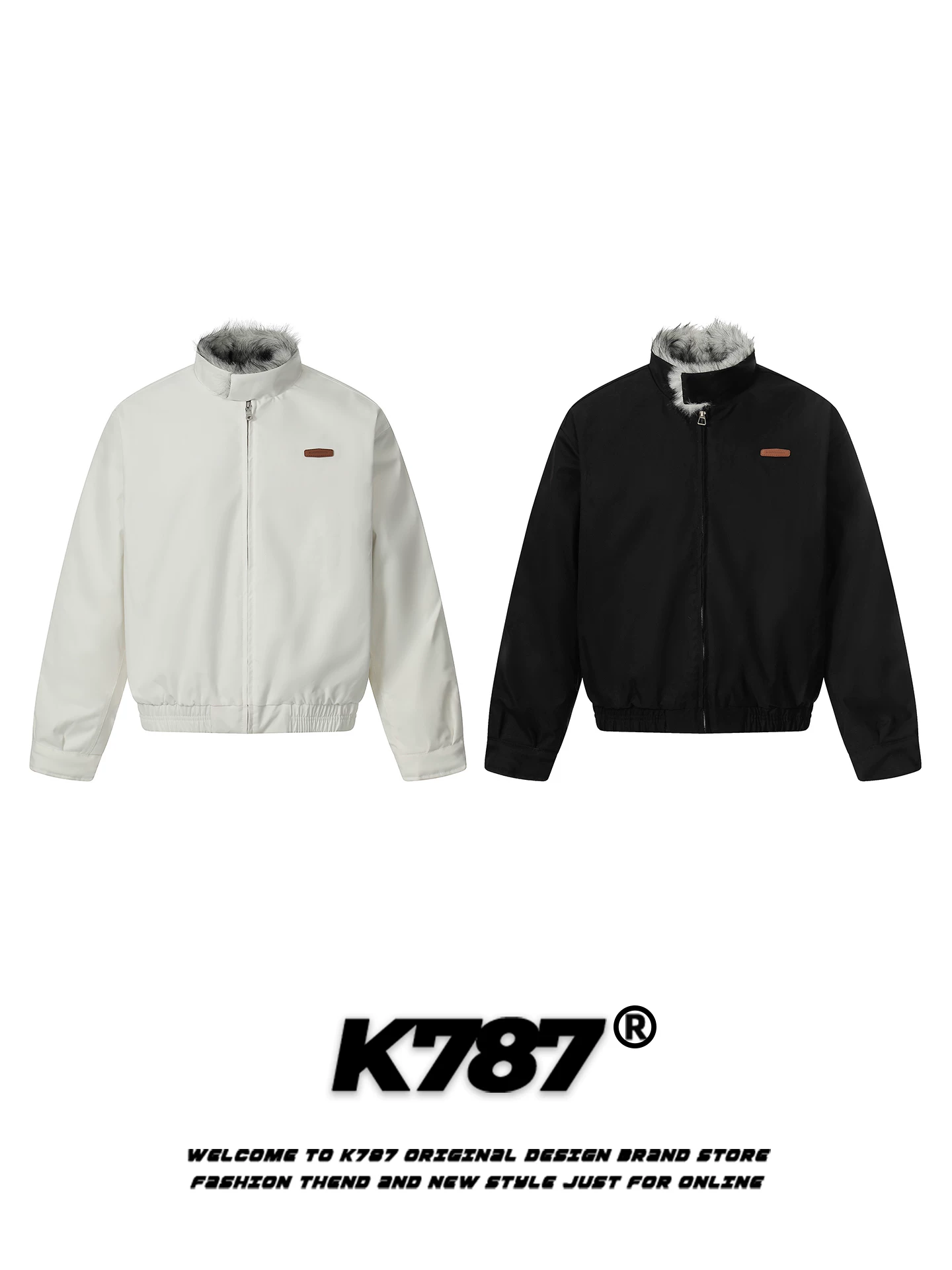 Áo khoác cotton cổ đứng kiểu retro Mỹ K787 dành cho nam và nữ, dáng rộng, áo khoác cotton phong cách đường phố hợp thời trang mùa thu đông