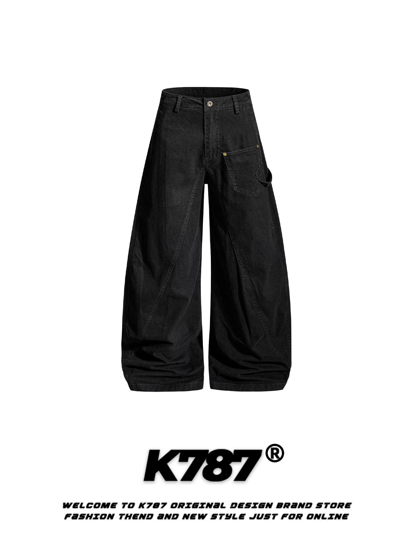 K787 Quần kiểu dáng cổ điển kiểu Mỹ dành cho nam và nữ, dáng rộng, tôn dáng, mềm mại, phong cách đường phố, rách, quần ống rộng dài đến sàn