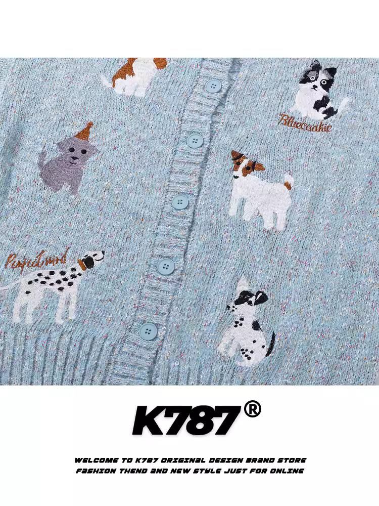 K787 Áo len dệt kim kiểu Mỹ cổ điển kiểu lười biếng kiểu Trung Quốc unisex cổ điển áo len cặp đôi áo khoác