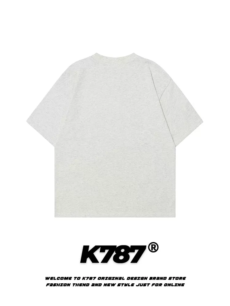 K787 Áo thun ngắn tay in hình chó theo xu hướng cổ điển của Mỹ dành cho nam và nữ áo thun cotton nguyên chất ngoại cỡ áo thun cặp đôi
