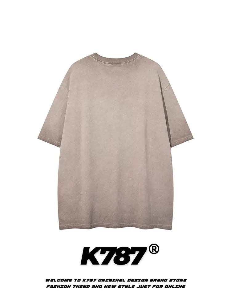 K787 Áo thun ngắn tay phong cách retro vui nhộn của Mỹ dành cho nam và nữ áo thun dáng rộng dáng rộng dành cho cặp đôi