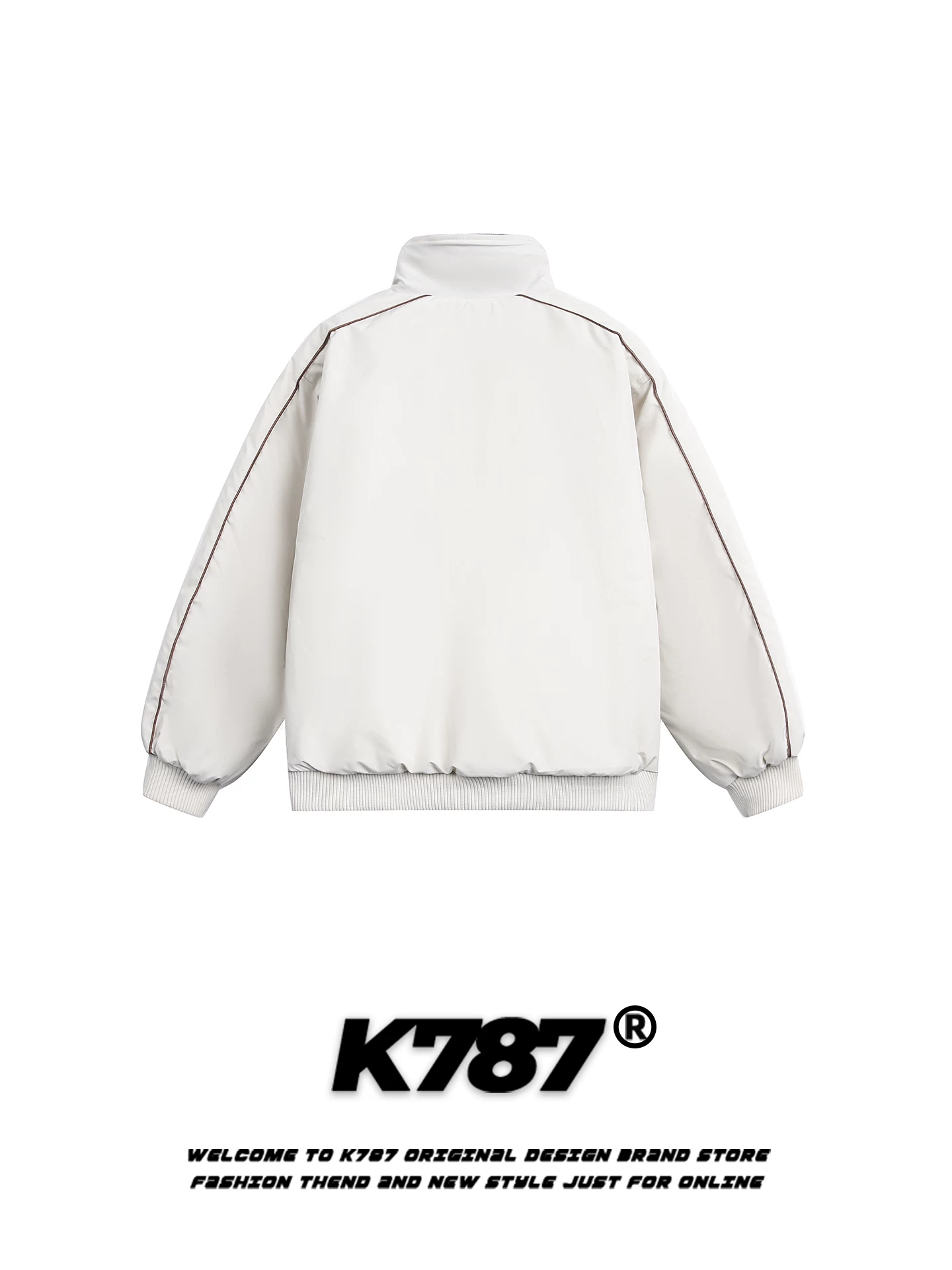 Áo khoác cotton cổ đứng thêu huy hiệu thương hiệu thời thượng kiểu Mỹ K787 dành cho nam và nữ, dáng rộng, ấm áp, phối màu, áo khoác cotton đa năng dành cho cặp đôi.