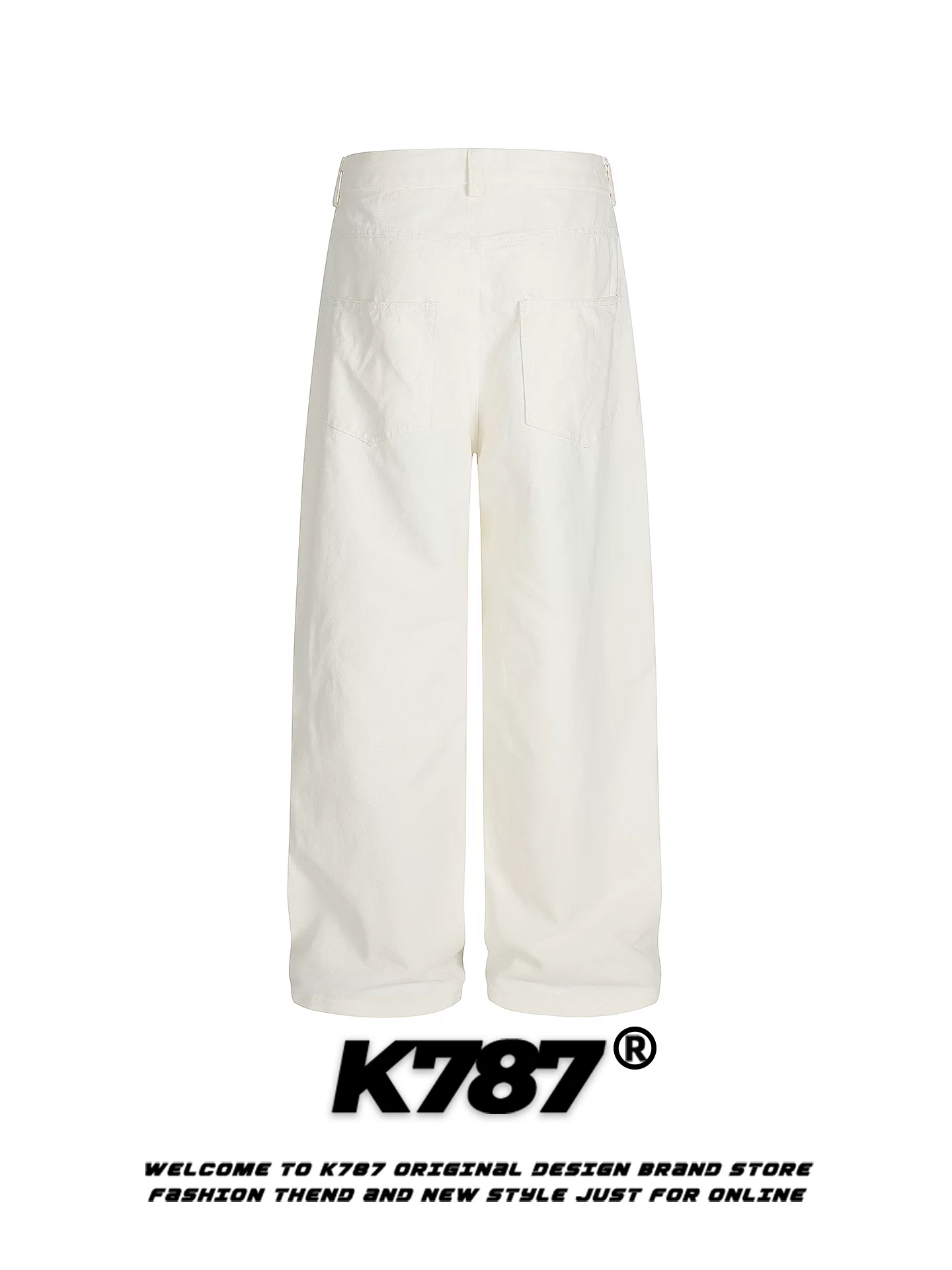 Quần jeans thêu hình mèo Kitty hoạt hình cổ điển Mỹ K787, unisex, phong cách đường phố, cạp cao, đa năng, dáng thẳng