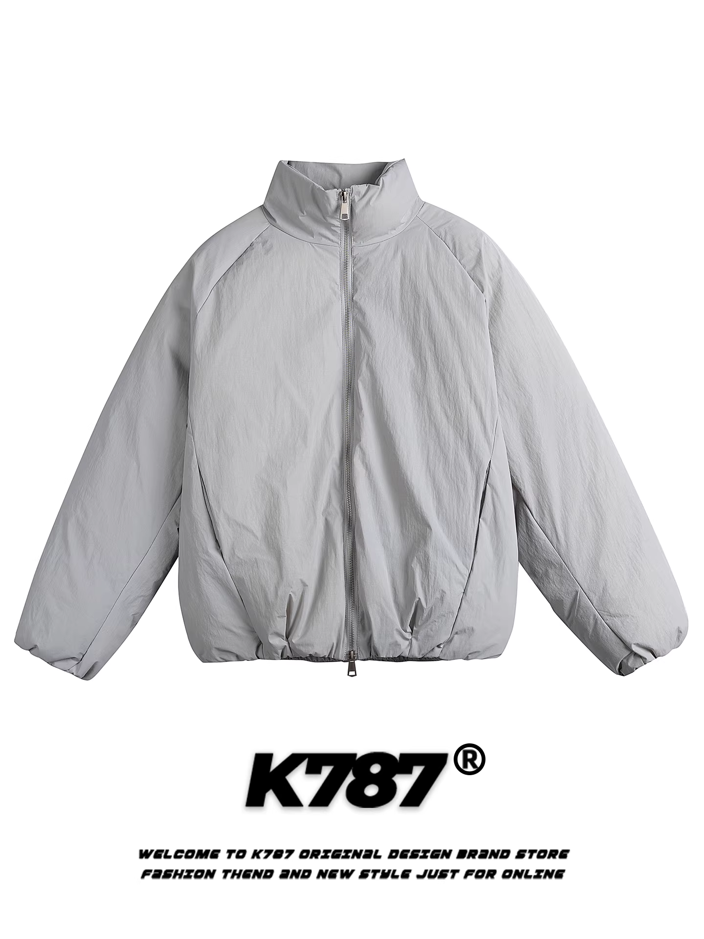 Áo khoác cotton cổ đứng màu trơn phong cách retro Mỹ K787 dành cho nam và nữ, áo khoác cotton màu hồng dày dặn và ấm áp mùa đông.