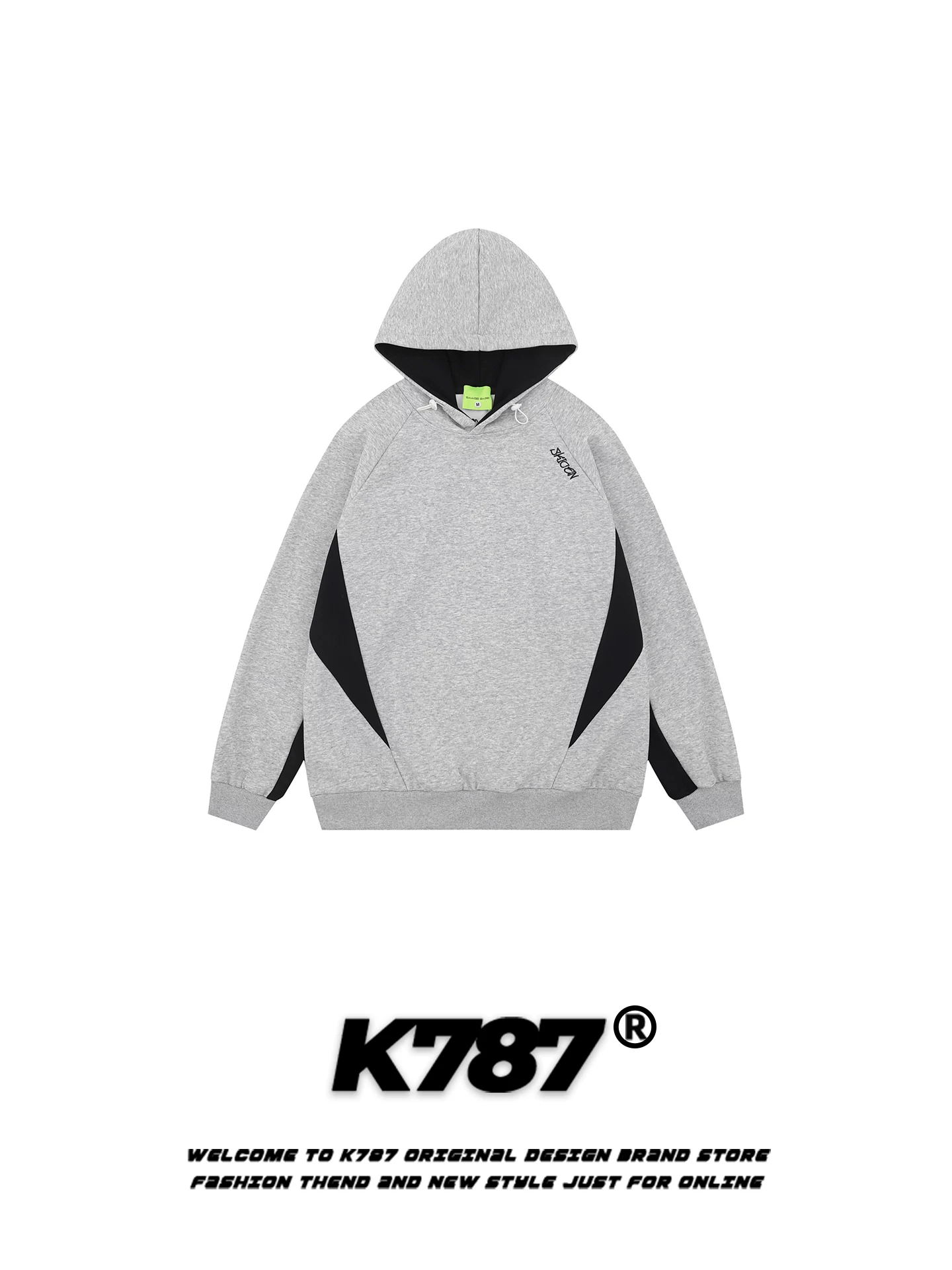 Áo hoodie màu sắc phối hợp theo phong cách retro Mỹ K787 dành cho nam và nữ, thương hiệu thời thượng, áo khoác hoodie cặp đôi dáng rộng, phong cách thường ngày, thích hợp đi làm