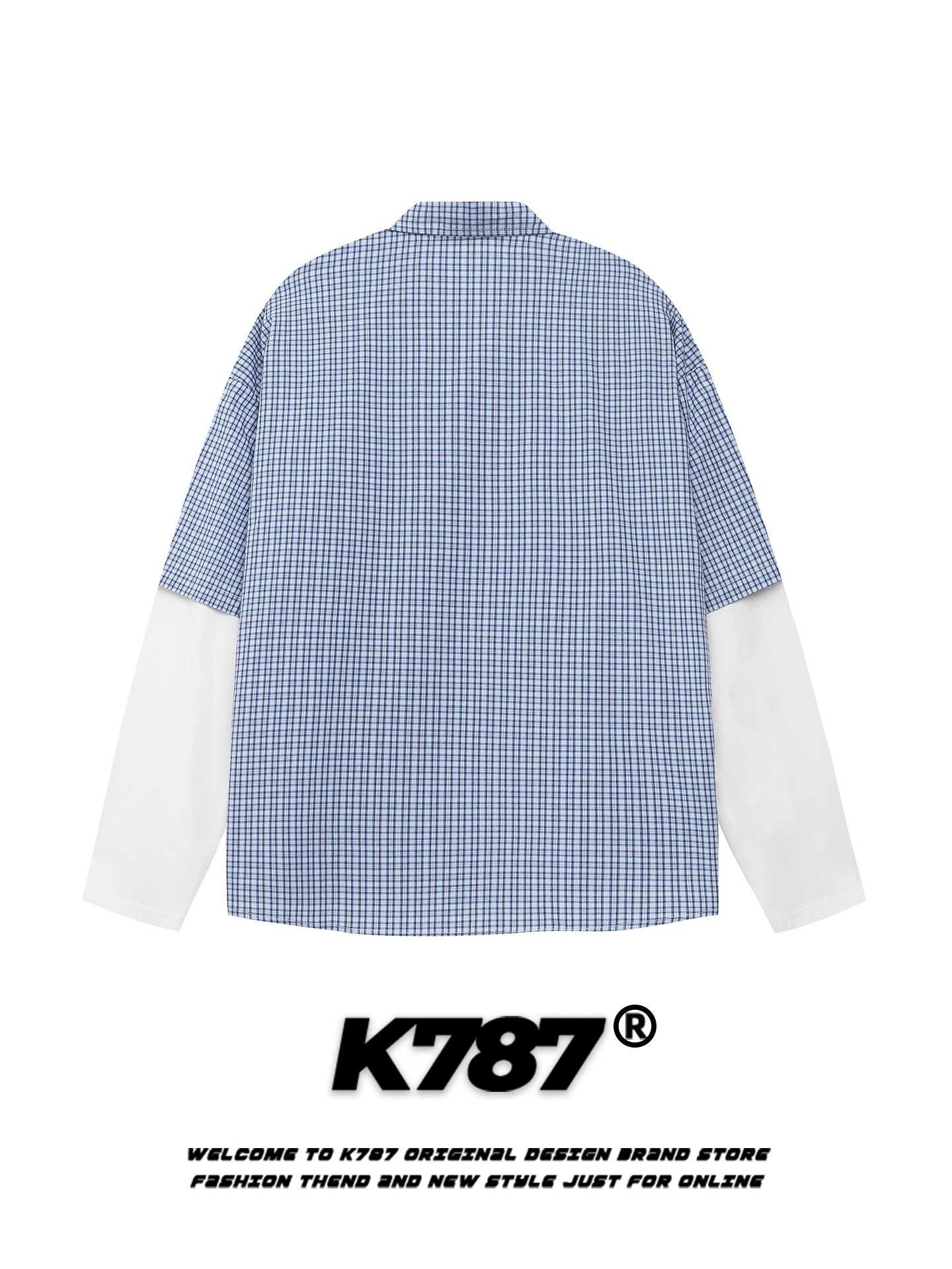 K787 Áo sơ mi dài tay giả hai mảnh kiểu Mỹ cổ điển dành cho nam và nữ, áo kiểu cặp đôi dáng rộng phong cách đại học