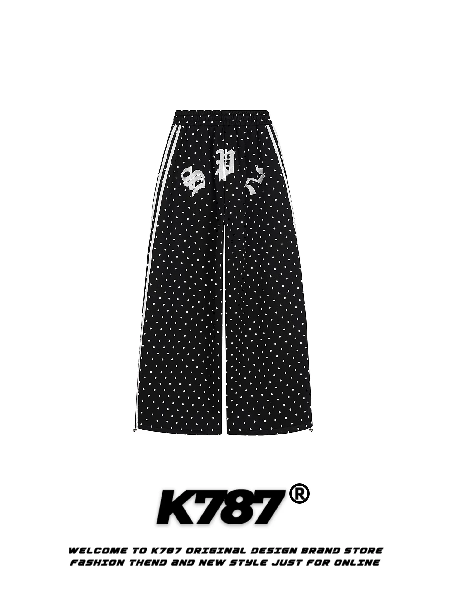 K787 Quần thường ngày có dây rút kiểu Mỹ cổ điển dành cho nam và nữ, dáng rộng, tôn dáng, lót lông cừu, ấm áp, ống thẳng, quần ống rộng lưng cao