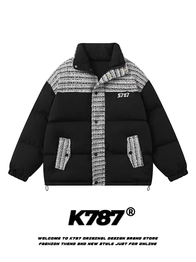 Áo khoác phao thêu kiểu Trung Hoa cổ điển Mỹ Feynman Island K787 dành cho nam và nữ, áo khoác cotton cặp đôi phong cách đại học mùa đông 2024.