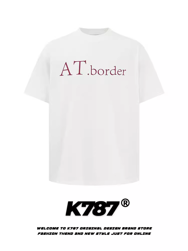 K787 Áo thun ngắn tay phong cách retro quốc gia kiểu Mỹ cleanfit dành cho nam và nữ có in chữ áo thun mùa hè thông thường