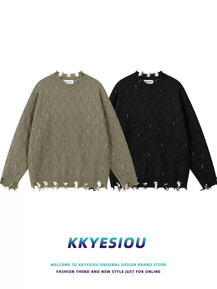 Áo len dệt kim kiểu dáng cổ điển Mỹ, phong cách retro, dành cho nam và nữ, kiểu dáng rộng rãi, thoải mái, áo len đôi.