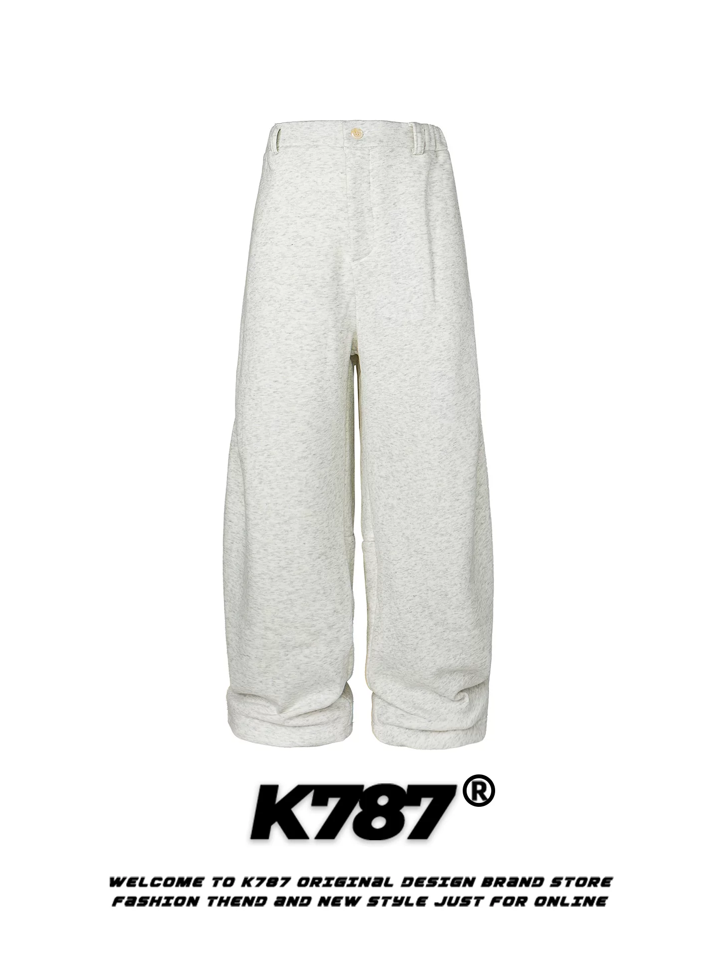 Quần jogger thể thao đơn giản phong cách đường phố Mỹ K787, màu trơn, unisex, dáng rộng, cạp cao, dài chấm đất, ống rộng