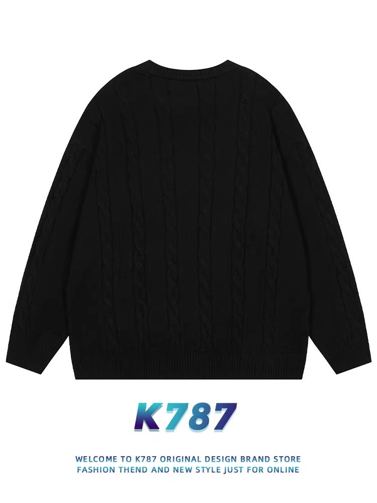 Áo len chui đầu kiểu Mỹ cổ điển K787 dành cho nam và nữ, dáng rộng, phong cách đường phố, đa năng, áo đôi
