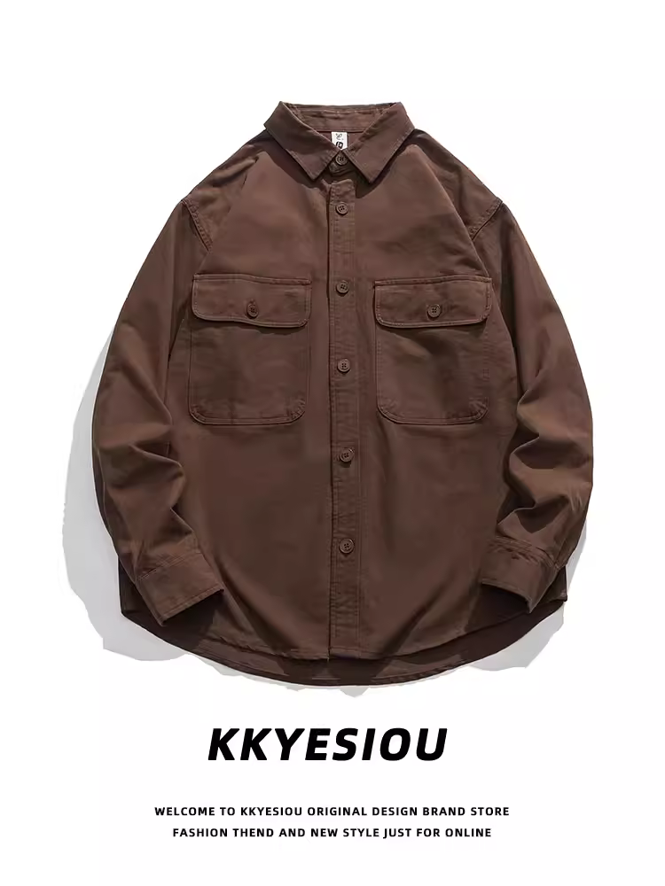 Áo sơ mi dài tay phong cách retro Mỹ của thương hiệu KKyesiou Melard, kiểu dáng unisex, cổ điển, dành cho cặp đôi, mùa xuân.