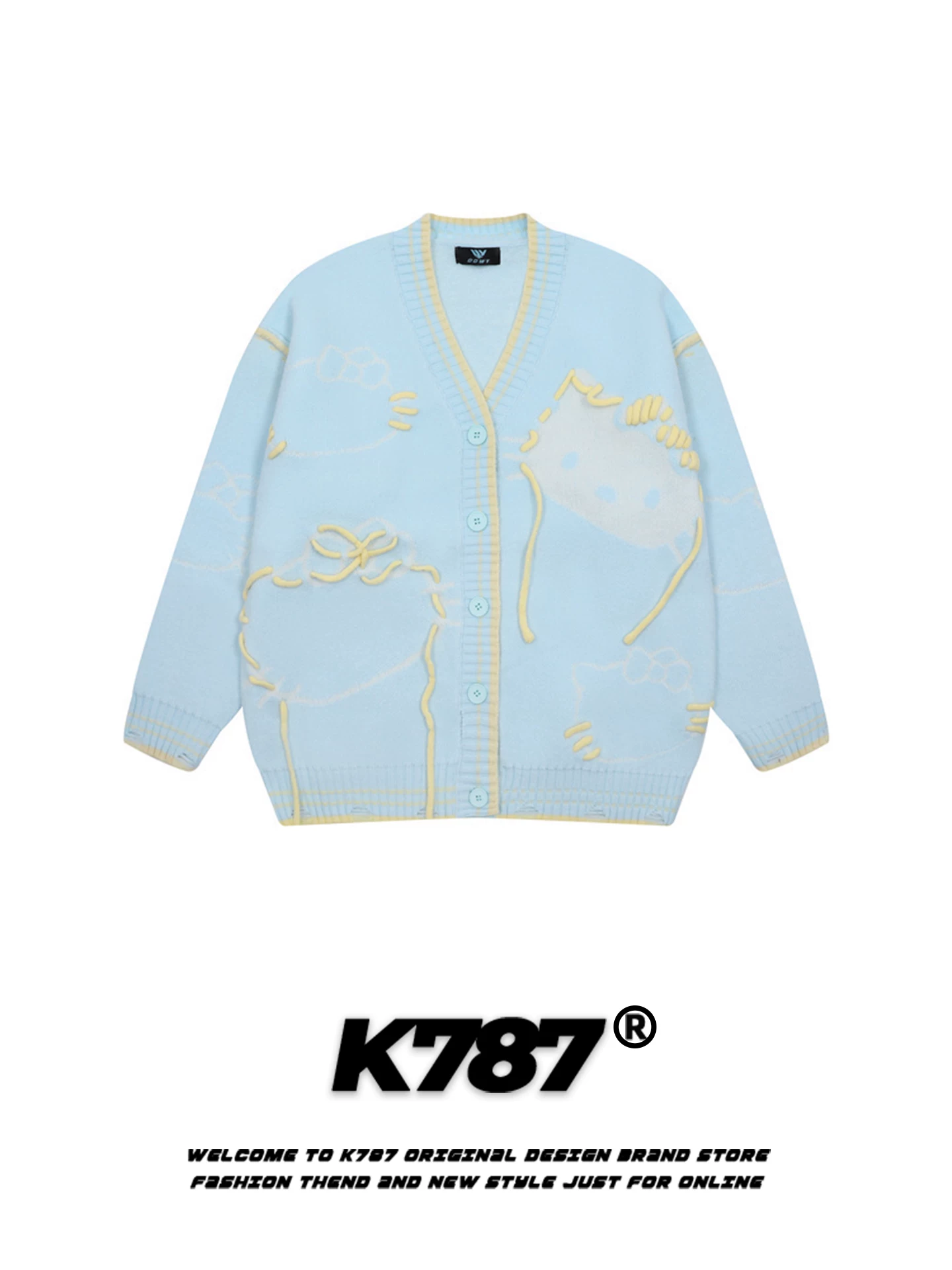 Áo len cardigan dáng rộng phong cách ngọt ngào kiểu Mỹ K787 dành cho nữ, áo khoác dệt kim ấm áp, trẻ trung, mùa thu đông
