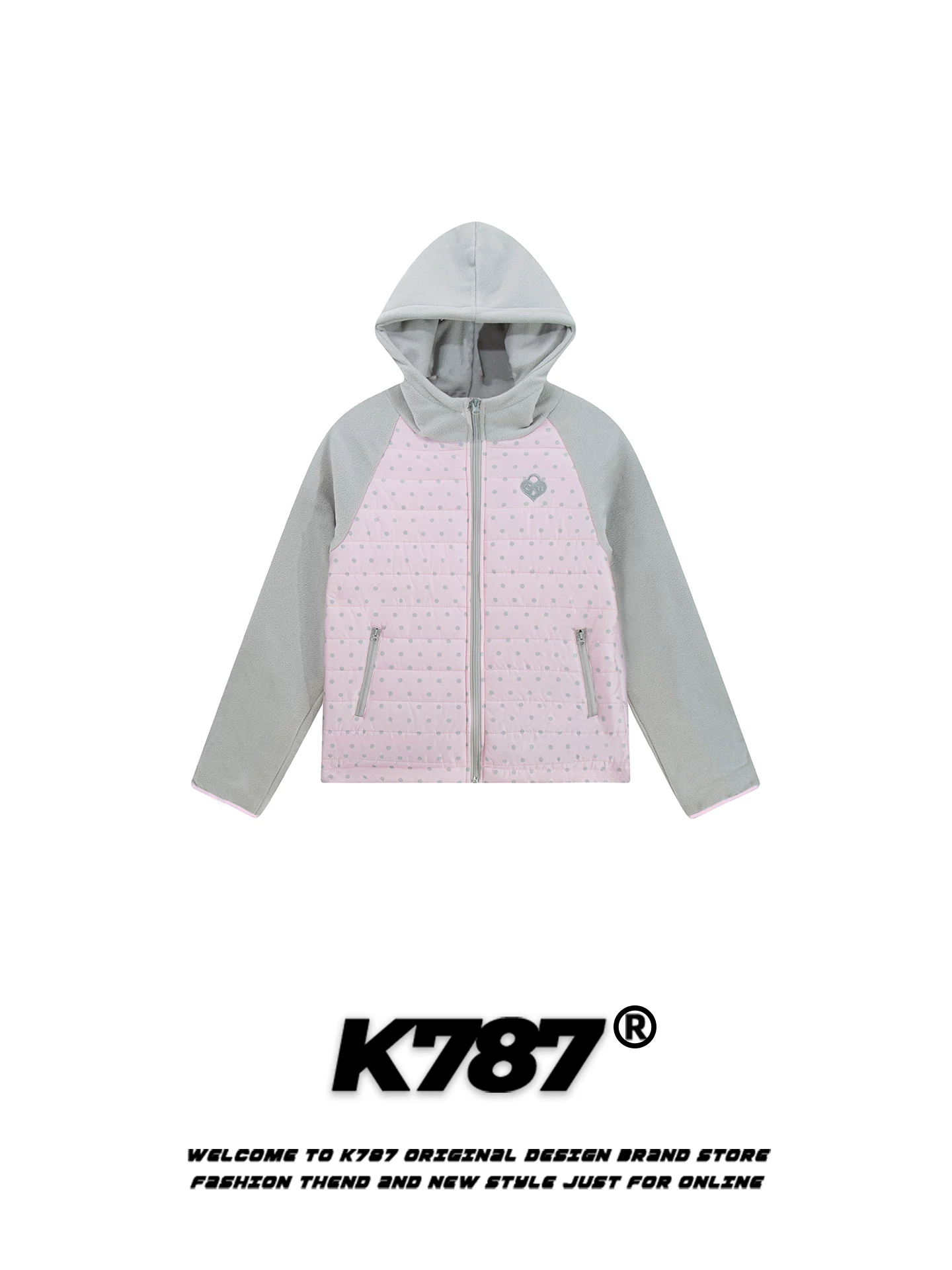 Áo khoác cotton có mũ trùm đầu kiểu Mỹ cổ điển K787, họa tiết chấm bi phối màu, kiểu dáng ôm sát, rộng rãi, ấm áp, dành cho nam và nữ, thích hợp làm áo đôi mùa đông.