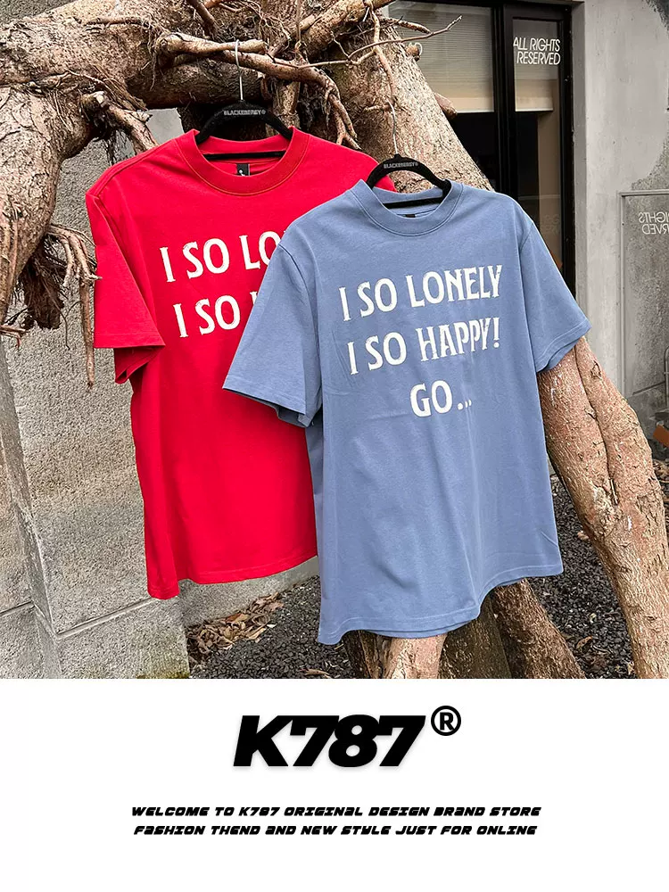 K787 Áo thun ngắn tay kiểu dáng cổ điển kiểu Mỹ cleanfit unisex đường phố giản dị đa năng áo thun ngắn tay vừa vặn