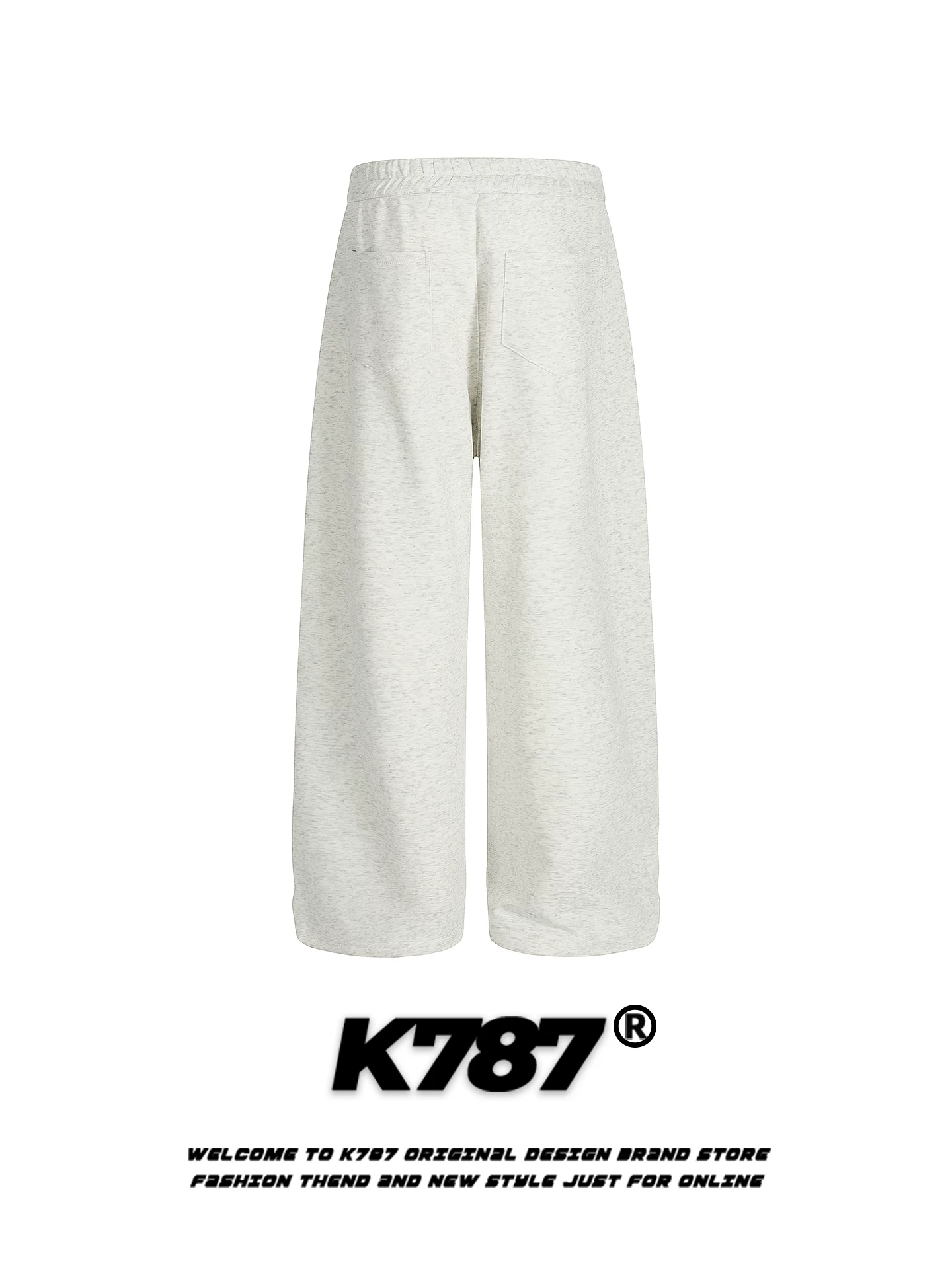 Quần thể thao unisex K787 kiểu Mỹ, xếp ly đơn giản, chất liệu mềm mại, dáng rộng, thoải mái, phong cách thể thao, thiết kế ôm dáng.