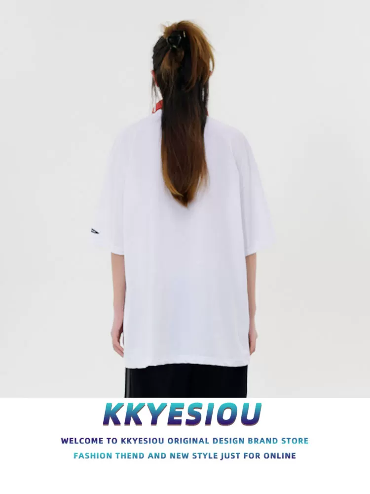 Áo thun ngắn tay thương hiệu KKyesiou theo phong cách retro Mỹ dành cho nam và nữ, áo kiểu dáng rộng rãi, đa năng dành cho cặp đôi