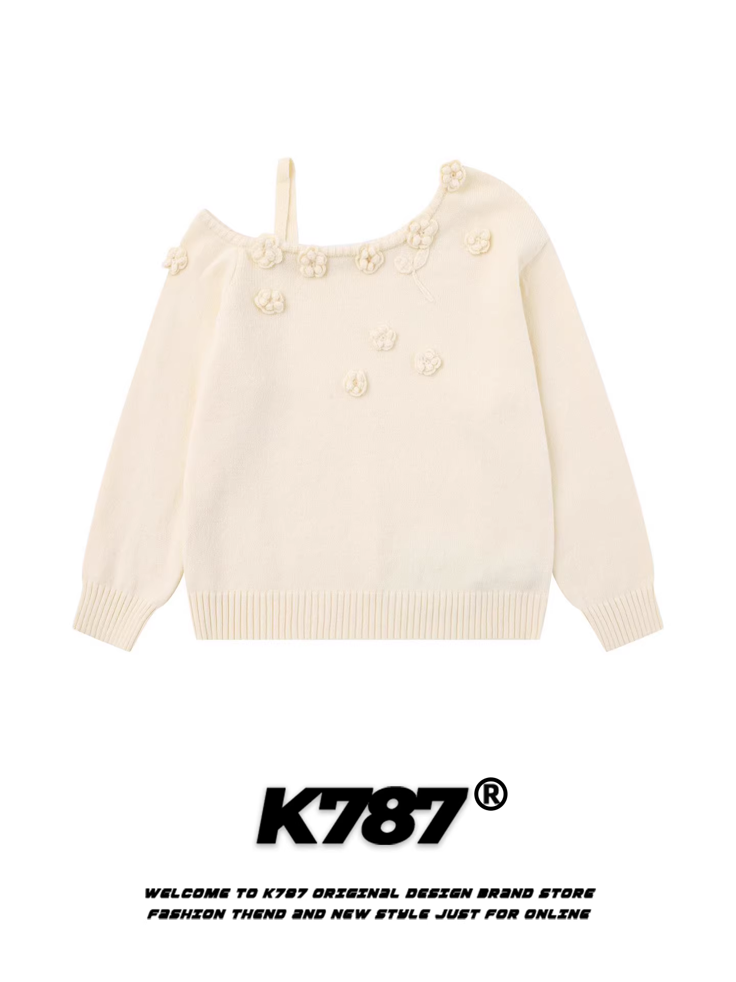 Áo len nữ K787 kiểu Mỹ cổ điển, họa tiết hoa nổi 3D, trễ vai, gợi cảm, tôn dáng, dáng rộng, chất liệu len màu mơ