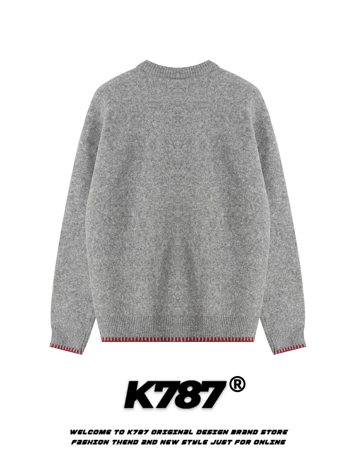 Áo len cổ tròn dệt jacquard kiểu Mỹ cổ điển K787 dành cho nam và nữ, kiểu dáng rộng rãi, thoải mái, phong cách giản dị, thích hợp đi làm, dành cho cặp đôi.