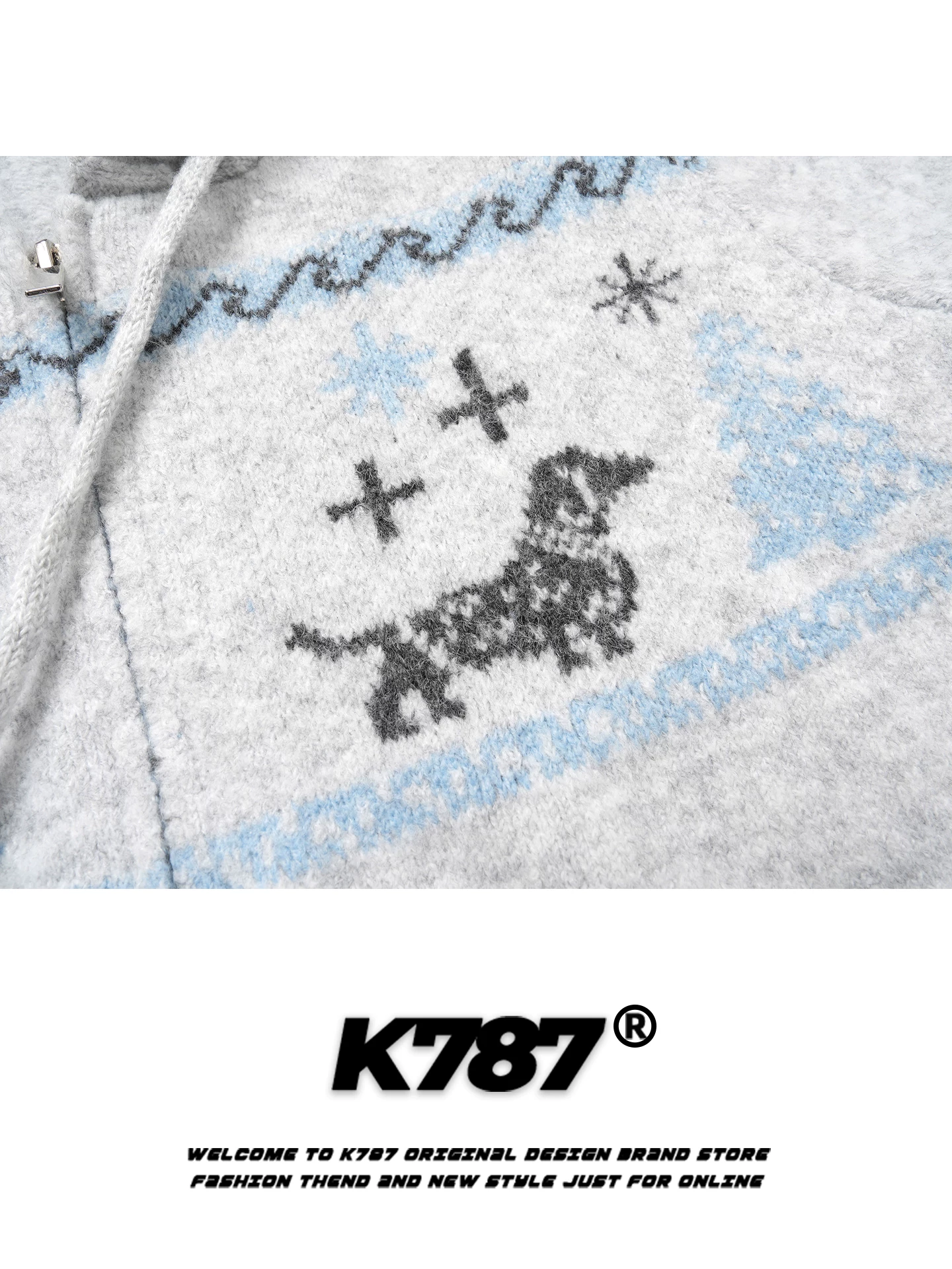 Áo khoác cardigan len thêu hình chó con phong cách retro Mỹ K787 dành cho nữ, kiểu dáng rộng rãi, thoải mái, chất liệu len đan, có khóa kéo, kiểu áo ngắn.