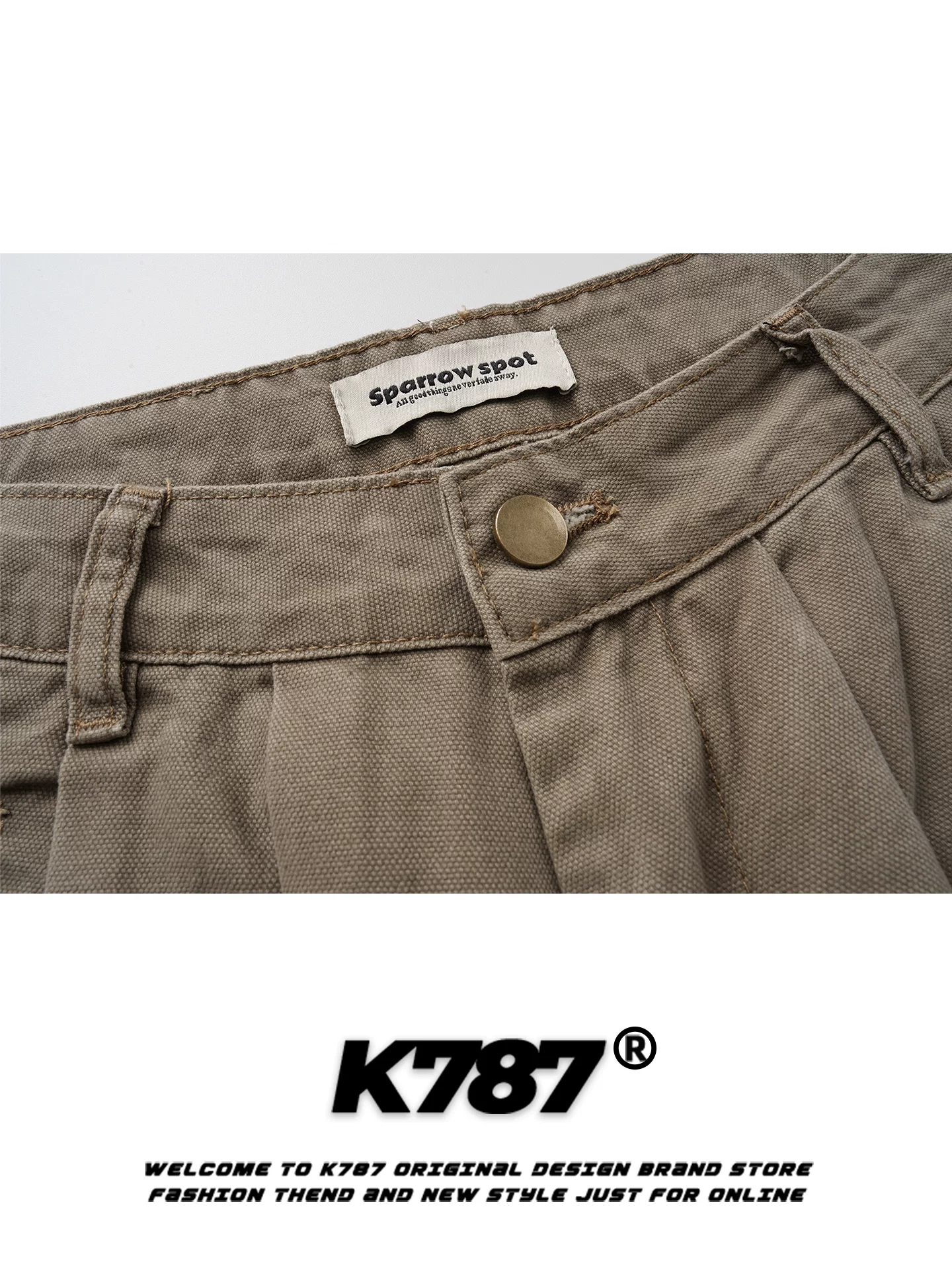 Quần cargo unisex K787 kiểu Mỹ cổ điển, màu trơn, chất liệu dày dặn, dáng xuông rộng, cạp cao, dài chấm đất, đa năng.