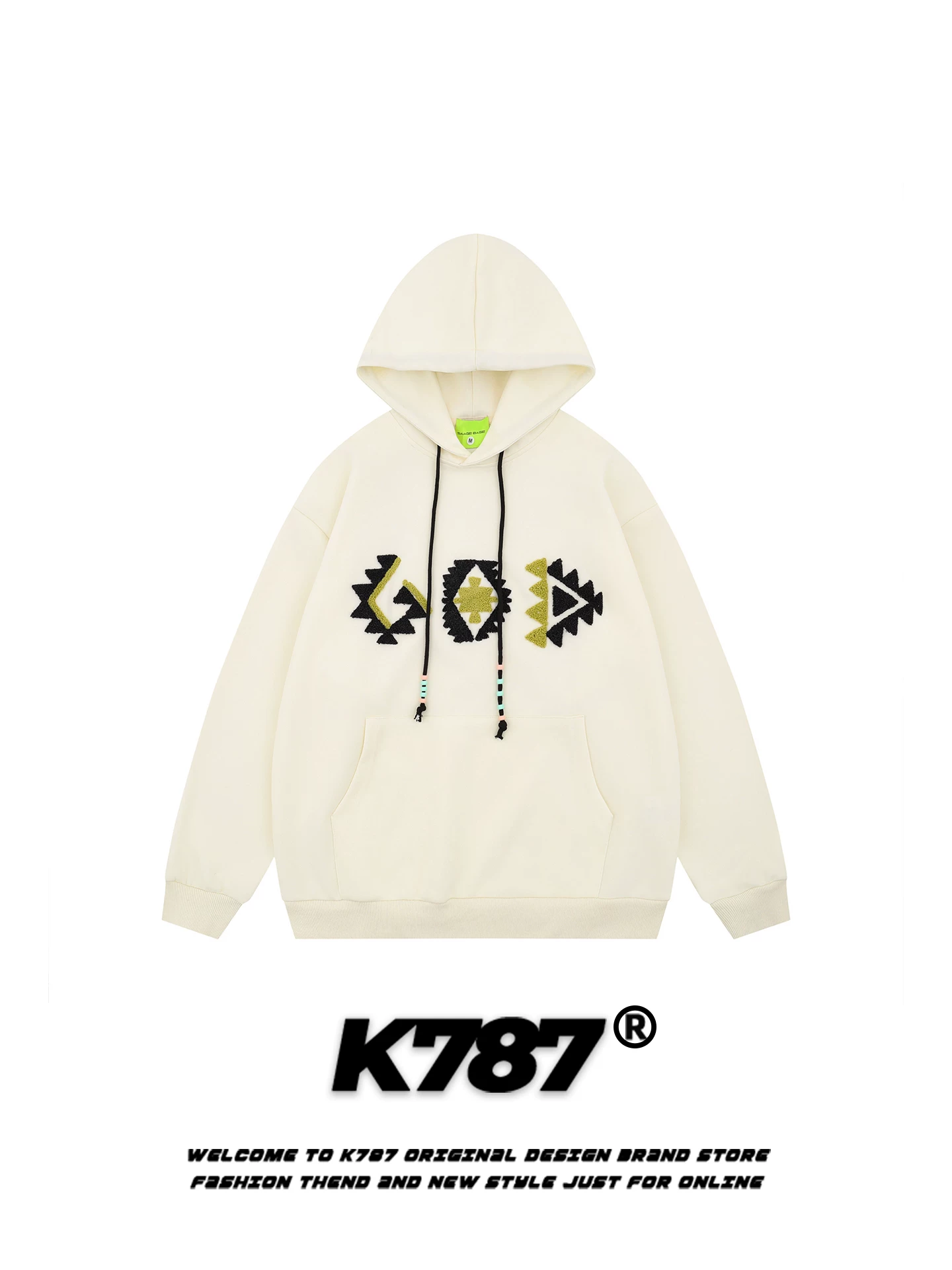 Áo hoodie thêu phong cách Mỹ K787, kiểu dáng thời trang dân tộc, dành cho nam và nữ, dáng rộng, áo khoác hoodie cặp đôi mùa thu đông.