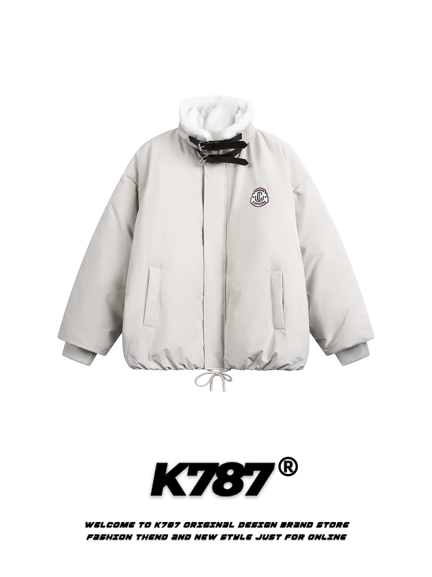 Áo khoác cotton cổ đứng kiểu cổ điển K787 của Mỹ dành cho nam và nữ, dáng rộng, ấm áp, dày dặn, áo khoác cotton đa năng dành cho cặp đôi.
