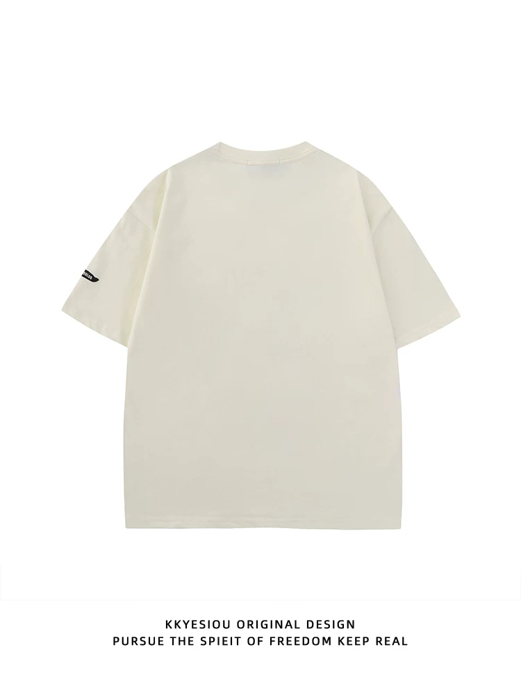 Áo thun ngắn tay in hình thỏ ngọt ngào KKyesiou phong cách Nhật Bản, unisex, oversize, cặp đôi, chất liệu cotton nguyên chất