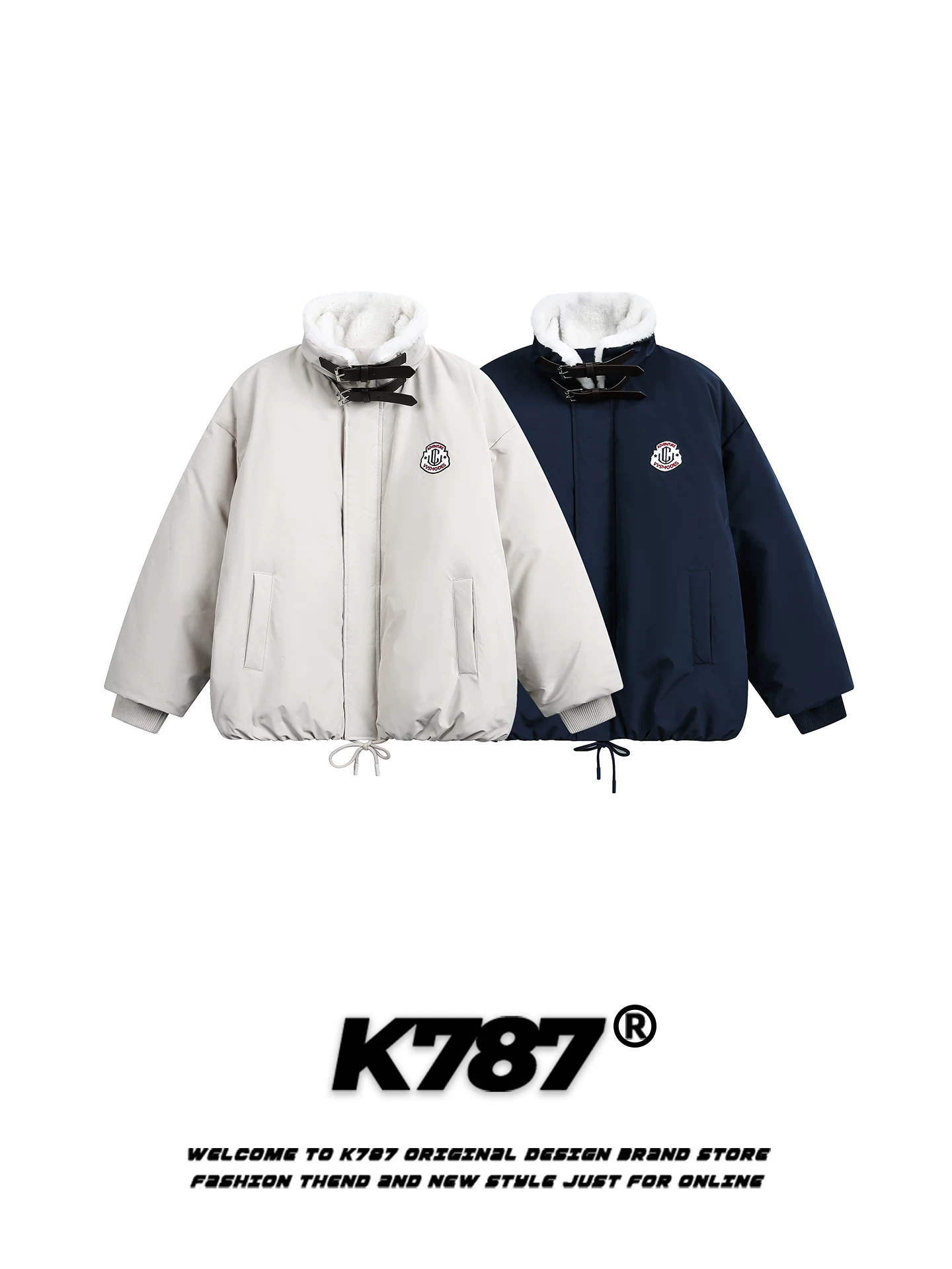 Áo khoác cotton cổ đứng kiểu cổ điển K787 của Mỹ dành cho nam và nữ, dáng rộng, ấm áp, dày dặn, áo khoác cotton đa năng dành cho cặp đôi.