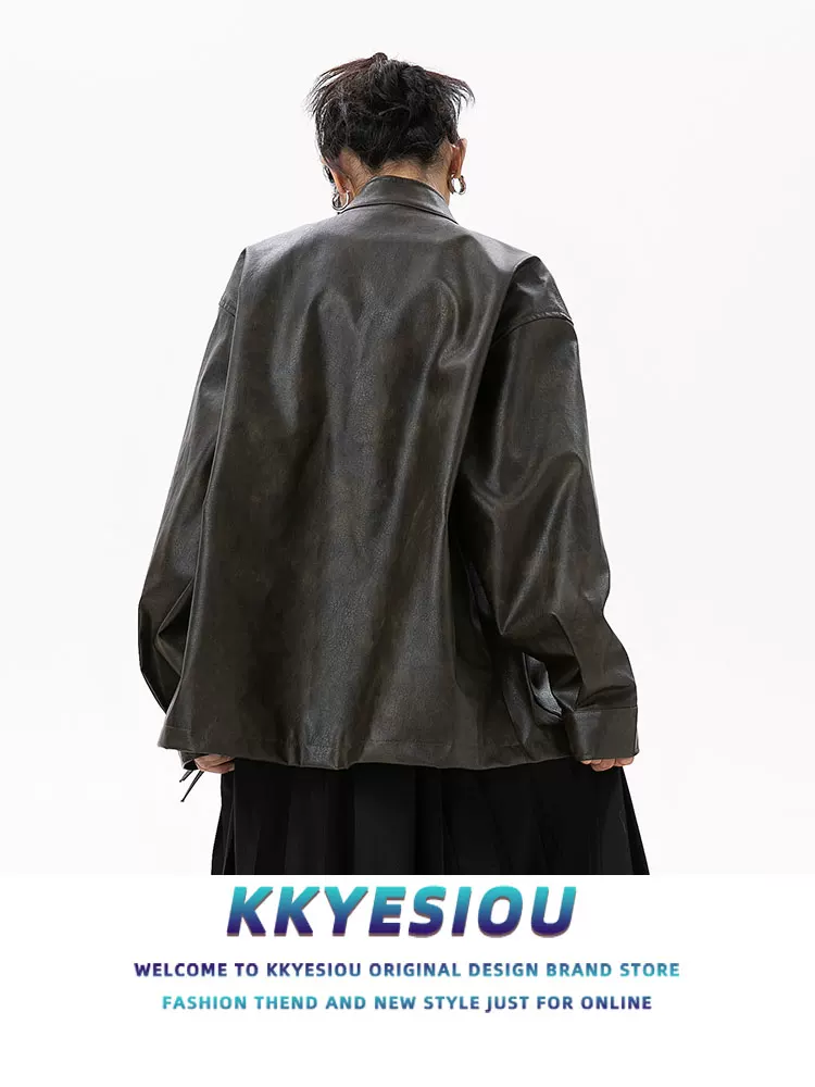 Áo khoác da lộn kiểu dáng mới của Trung Quốc KKyesiou dành cho nam và nữ, phong cách hip-hop đường phố