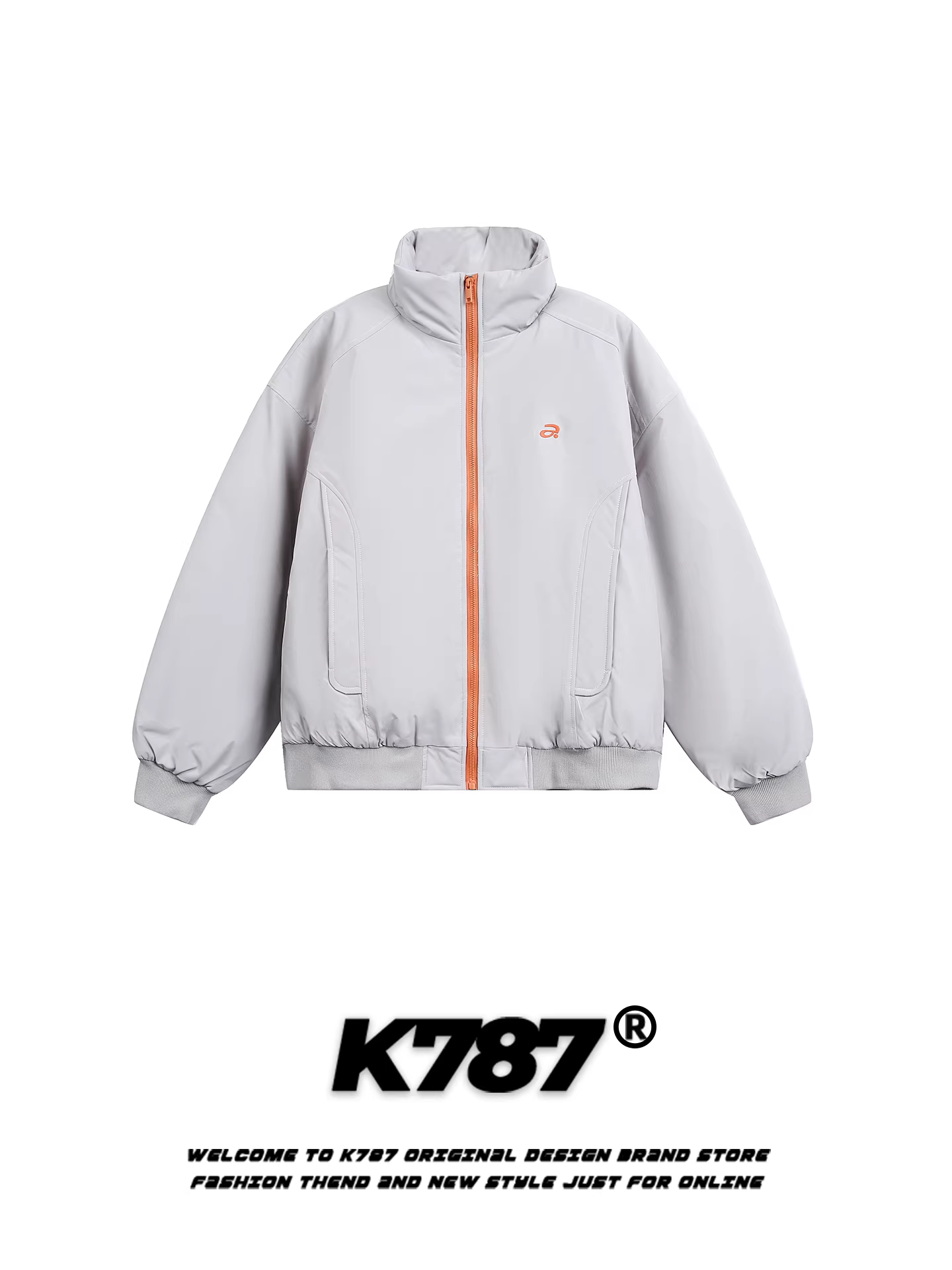 Áo khoác cotton unisex dáng rộng phong cách thể thao ấm áp mùa đông kiểu Mỹ K787, phối màu thời trang, cổ đứng, khóa kéo, dành cho cặp đôi