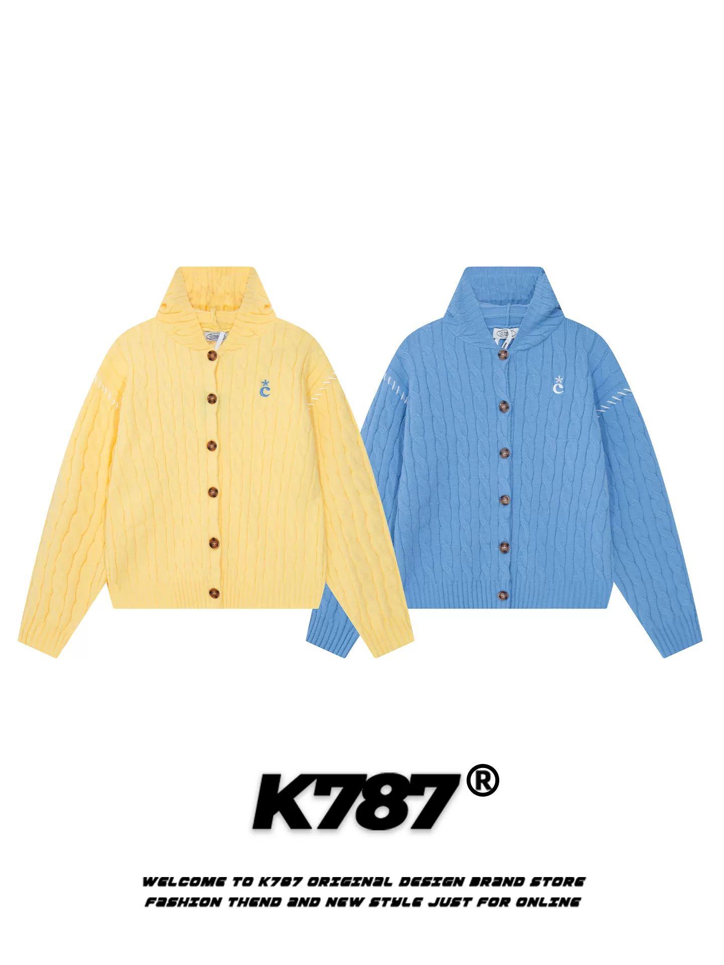 Áo len cardigan có mũ kiểu Mỹ cổ điển K787 dành cho nữ, phong cách mùa thu đông, dáng rộng, trẻ trung, chất liệu dệt kim