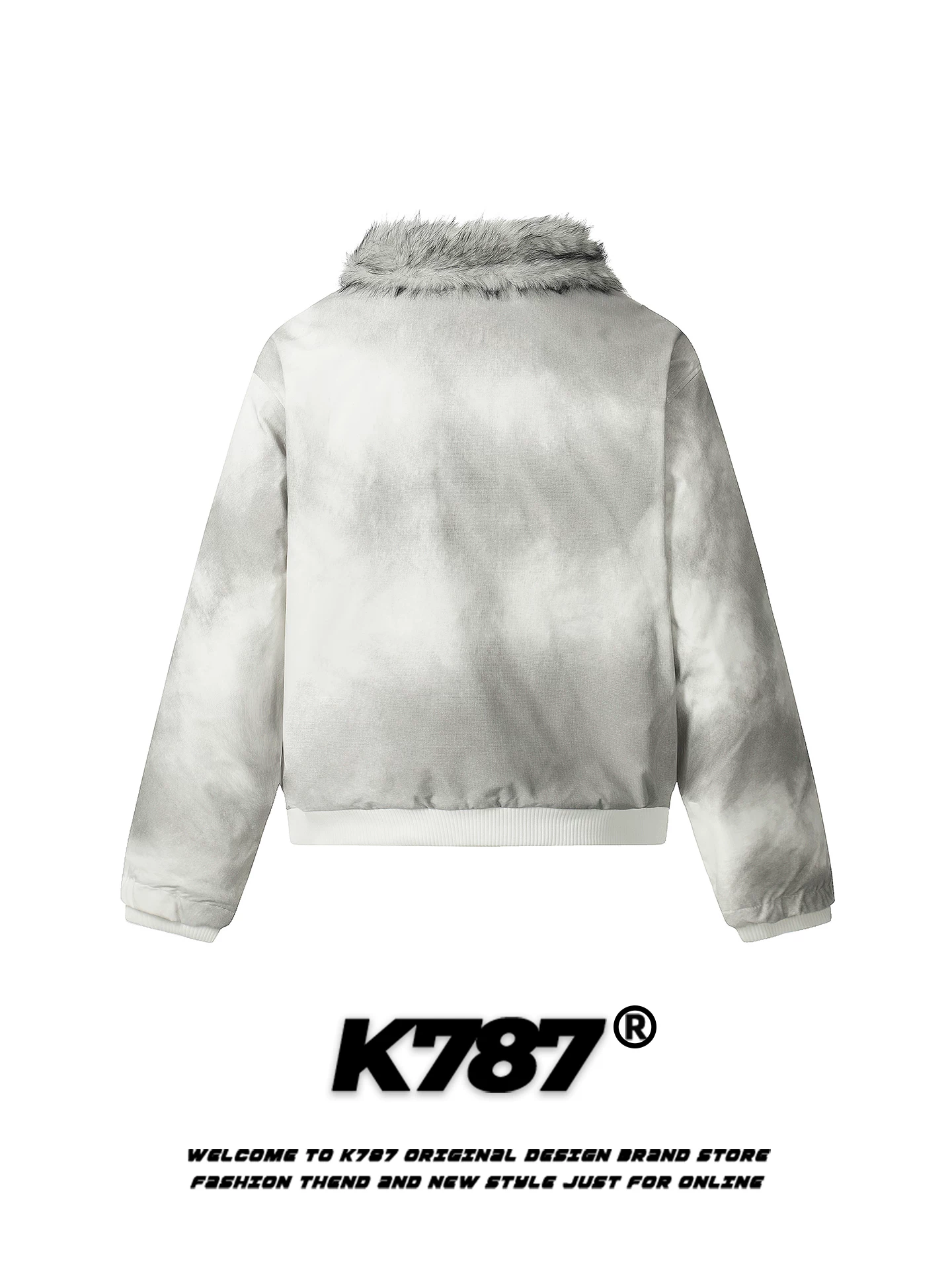 Áo khoác cotton cổ lông phối màu phong cách retro Mỹ K787 dành cho nam và nữ, phong cách lười biếng mùa thu đông, áo khoác cotton cặp đôi hợp thời trang