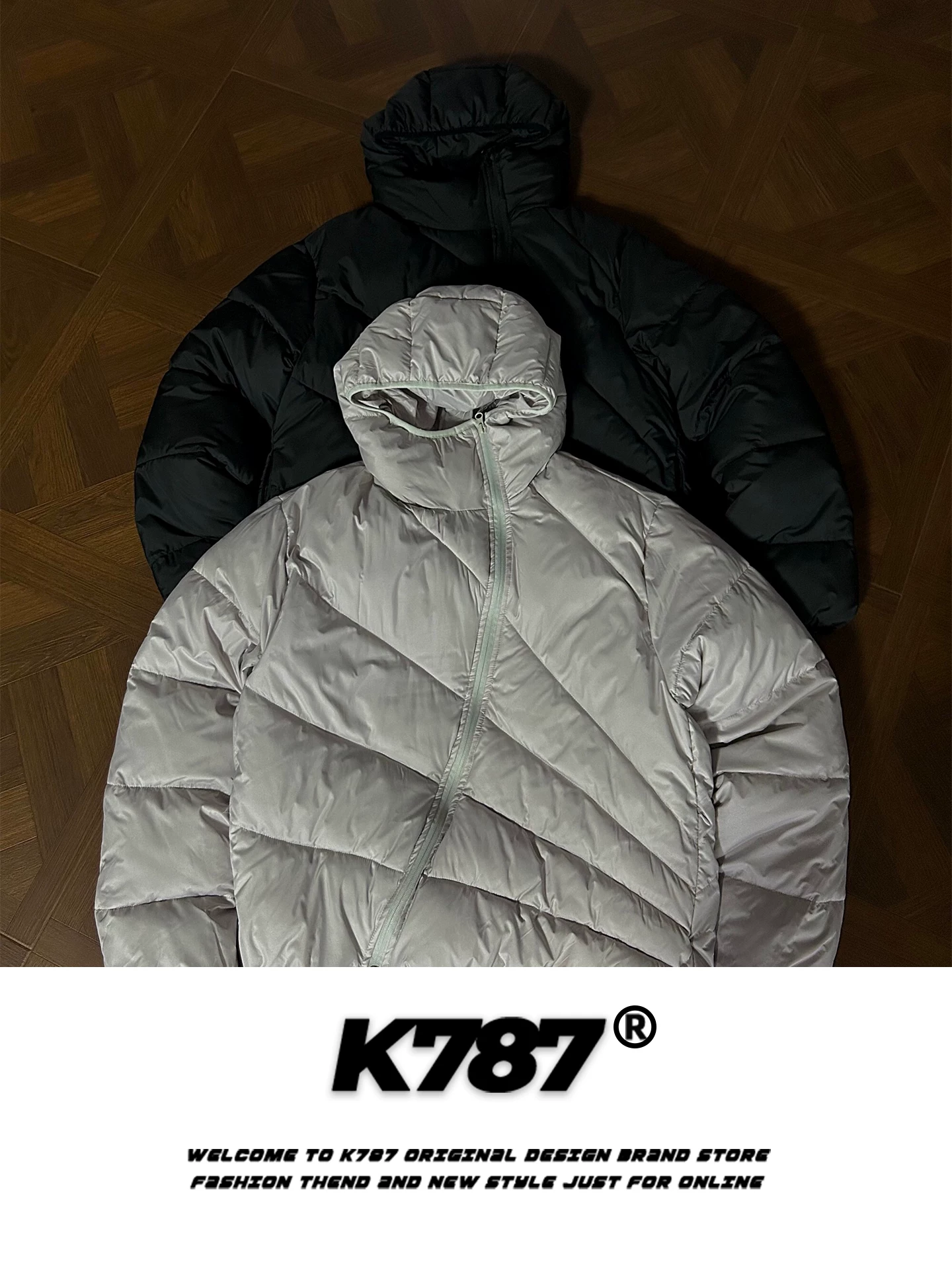 Áo khoác cotton có mũ trùm đầu, khóa kéo chéo, kiểu dáng cổ điển Mỹ K787 dành cho nam, áo khoác cotton dày dặn, ấm áp, kiểu dáng rộng rãi, thoải mái, thích hợp cho cặp đôi.