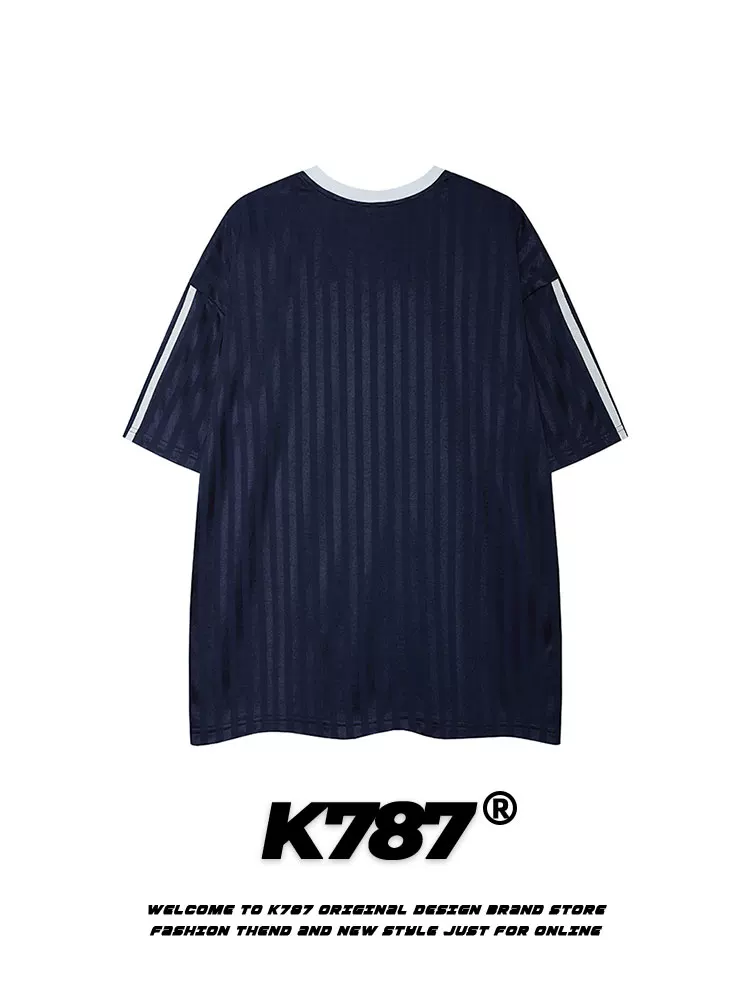 K787 Áo thun ngắn tay cổ chữ V in hình mèo cổ điển kiểu Mỹ dành cho nam và nữ, áo nửa tay dáng rộng giản dị dành cho cặp đôi hợp thời trang