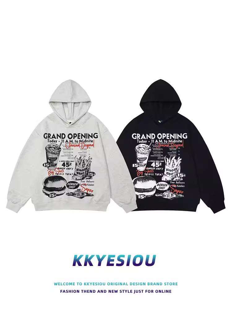 Áo hoodie in họa tiết vui nhộn kiểu dáng thời trang Mỹ, kiểu dáng rộng rãi, unisex, dành cho cặp đôi.