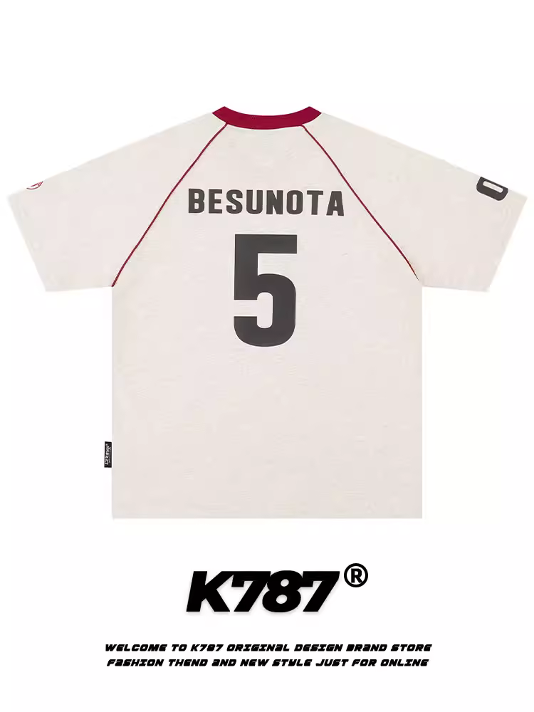 K787 Áo thun thể thao cổ chữ V cổ điển kiểu Mỹ dành cho nam và nữ áo thun đôi blokecore