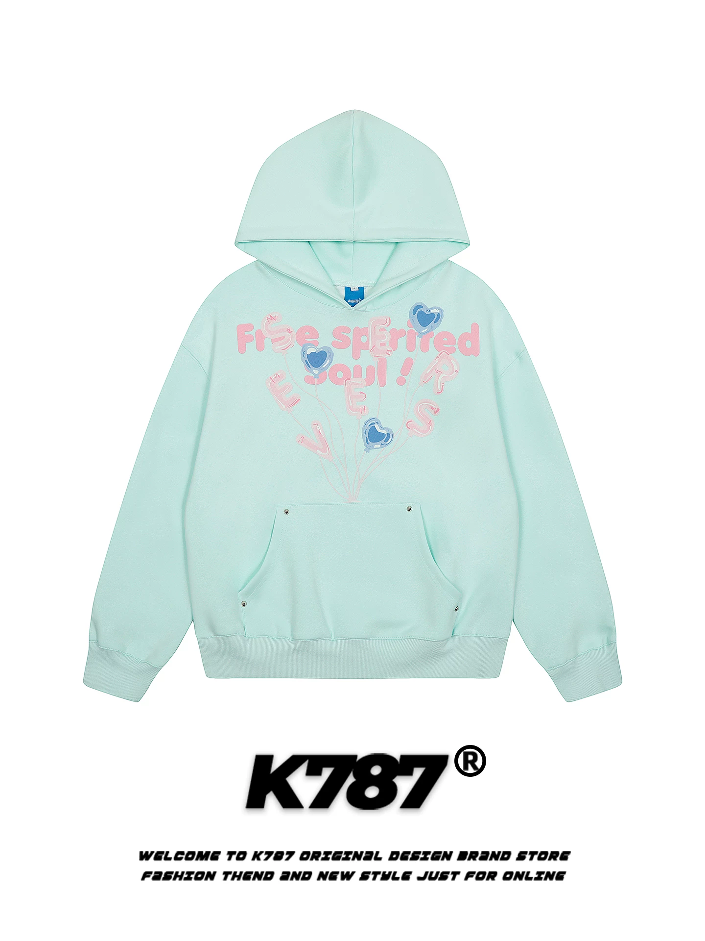 Áo hoodie in chữ phong cách đường phố Mỹ K787 unisex, kiểu dáng rộng rãi, hợp thời trang, thương hiệu nổi tiếng, áo khoác ngắn mùa thu