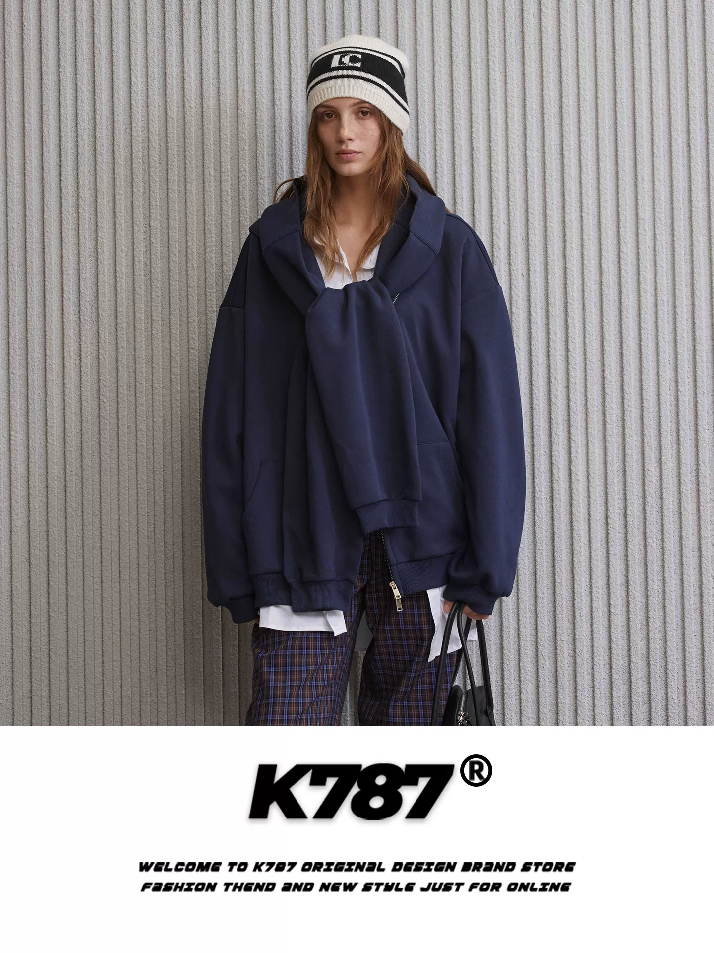 Áo hoodie giả hai mảnh kiểu Mỹ cổ điển K787, unisex, thời trang, phong cách đại học, áo khoác cặp đôi, kiểu dáng năng động
