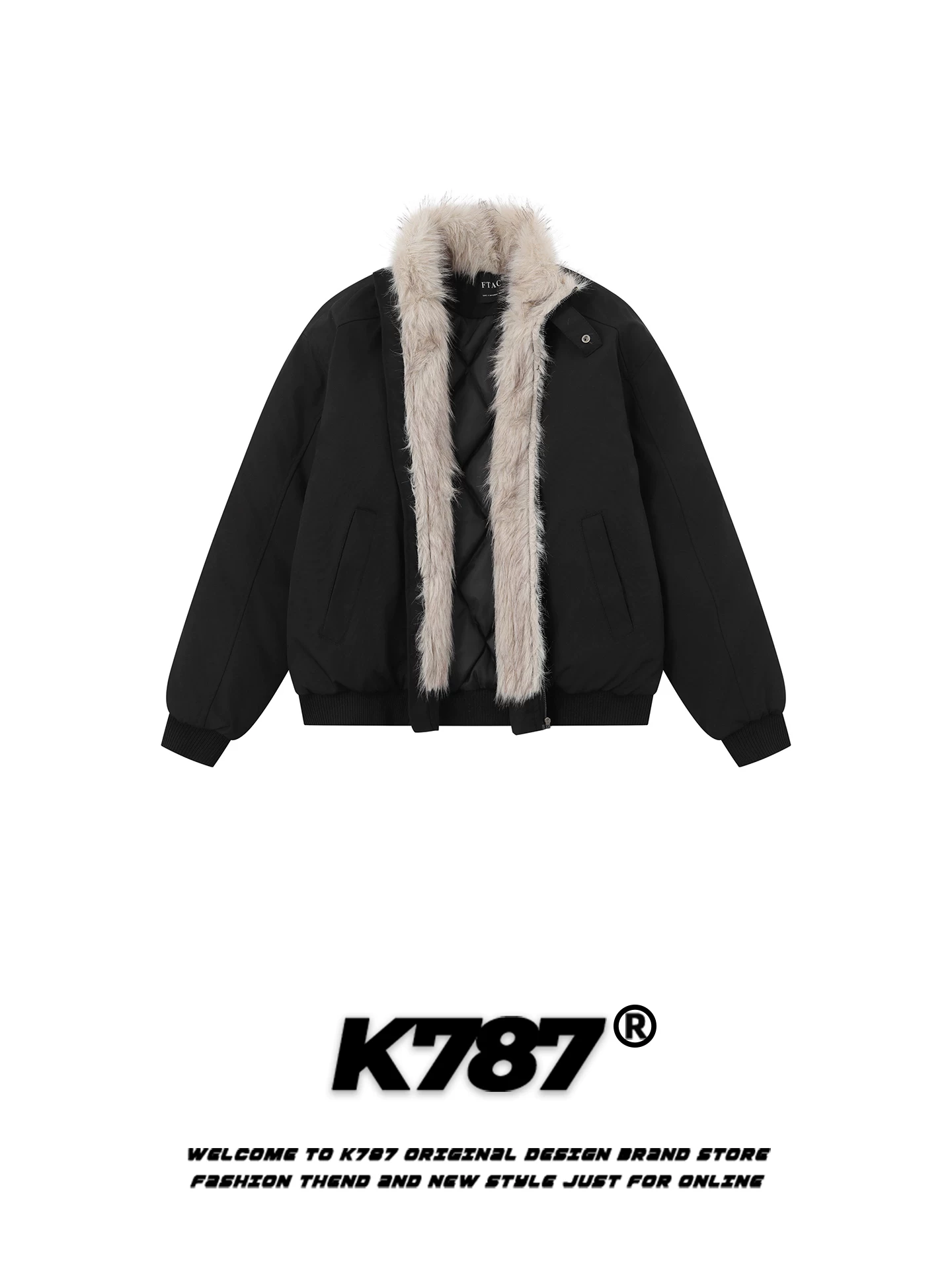 K787 Áo khoác cotton cổ đứng cổ đứng phong cách retro Mỹ dành cho nam và nữ, áo khoác cotton dày dặn ấm áp theo xu hướng quốc gia dành cho cặp đôi mùa đông.