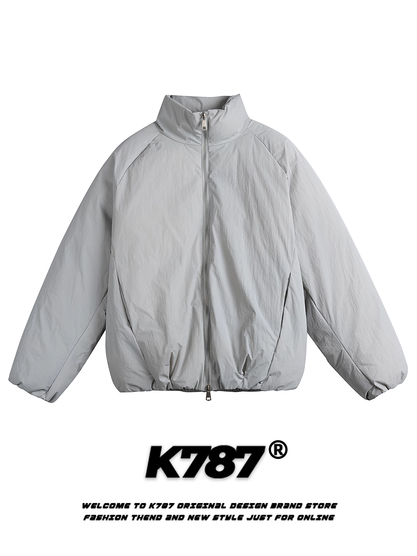 Áo khoác cotton cổ đứng màu trơn phong cách retro Mỹ K787 dành cho nam và nữ, áo khoác cotton màu hồng dày dặn và ấm áp mùa đông.