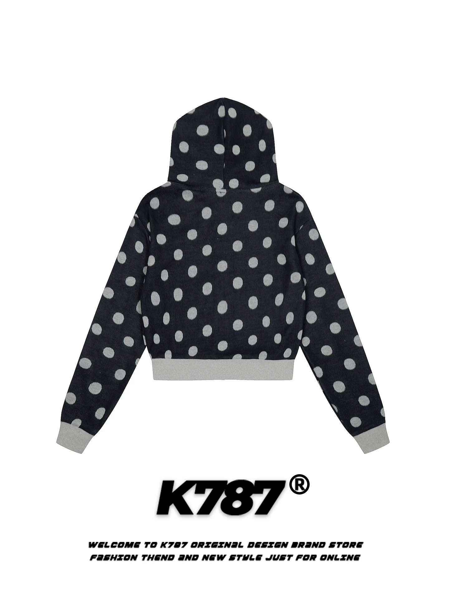 Áo khoác cardigan có mũ trùm đầu kiểu Mỹ cổ điển, họa tiết chấm bi phối màu, dành cho nữ, phong cách giản dị, ngọt ngào và cá tính, kiểu áo khoác ngắn.