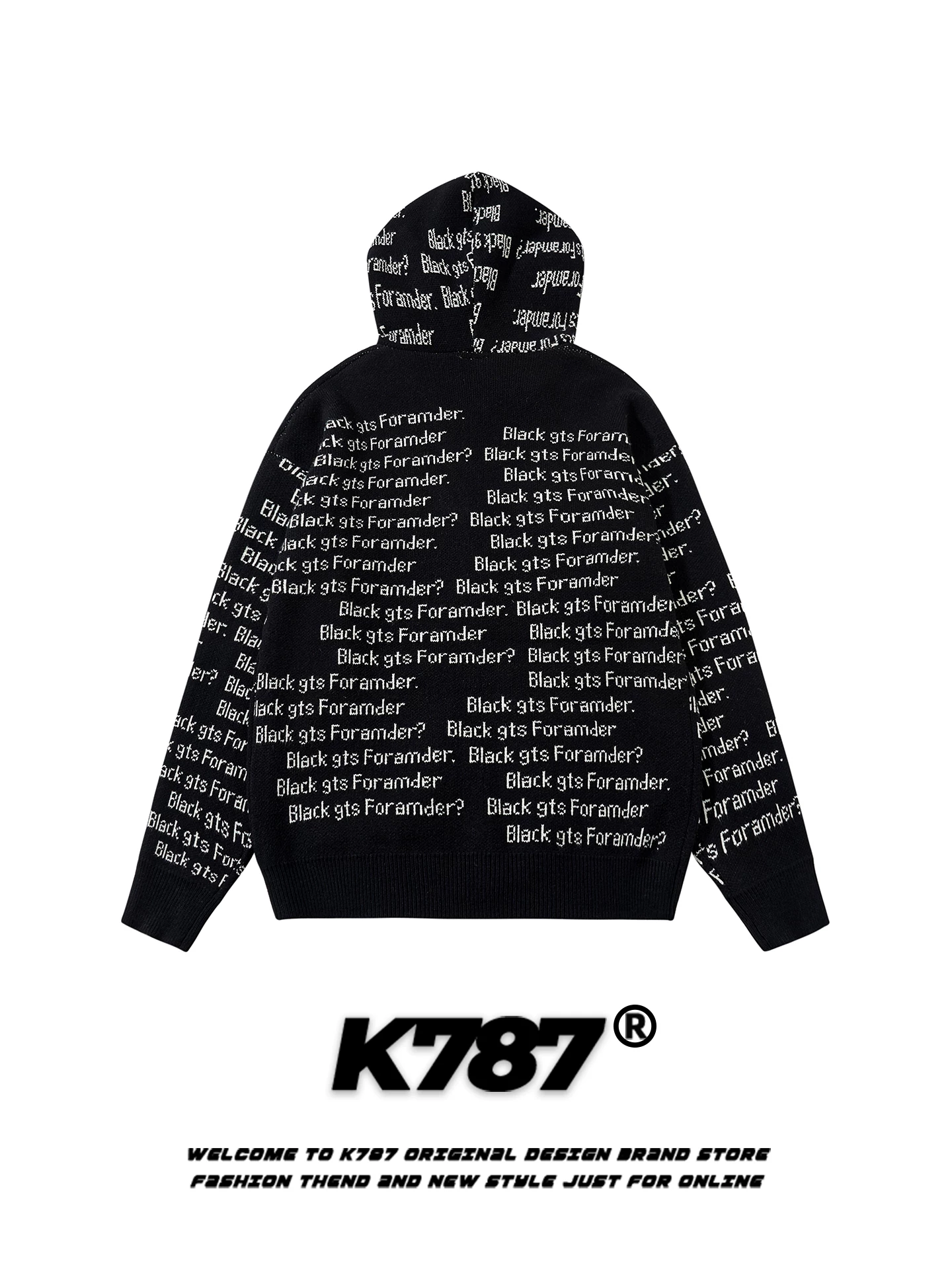 Áo khoác cardigan len dệt jacquard in chữ toàn thân kiểu Mỹ cổ điển K787, unisex, dáng rộng, thời trang, thương hiệu, áo cặp
