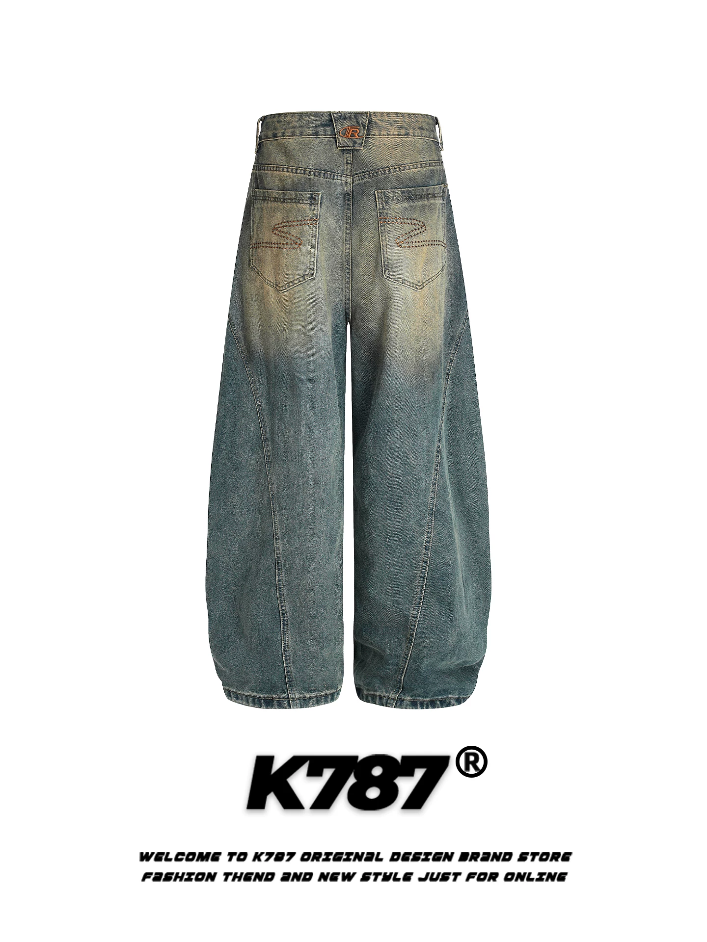 Quần jeans nam K787 kiểu đường phố Mỹ, phong cách xước rách, thương hiệu thời thượng, đường may lộ, dáng rộng, thoải mái, ống rộng